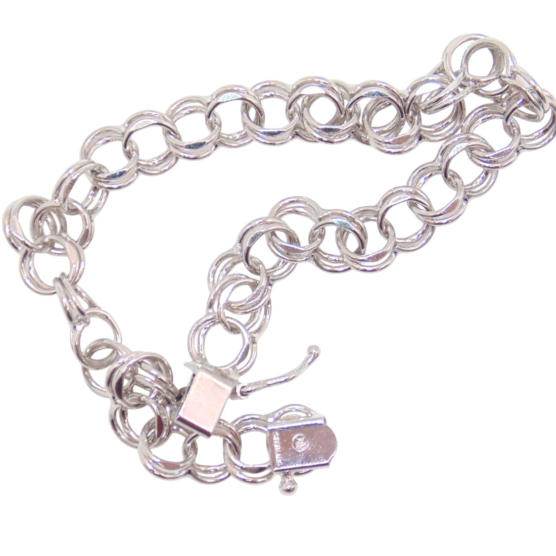 Signed Sterling Double Curb Chain Bracelet 7.9g (1 of 3)
