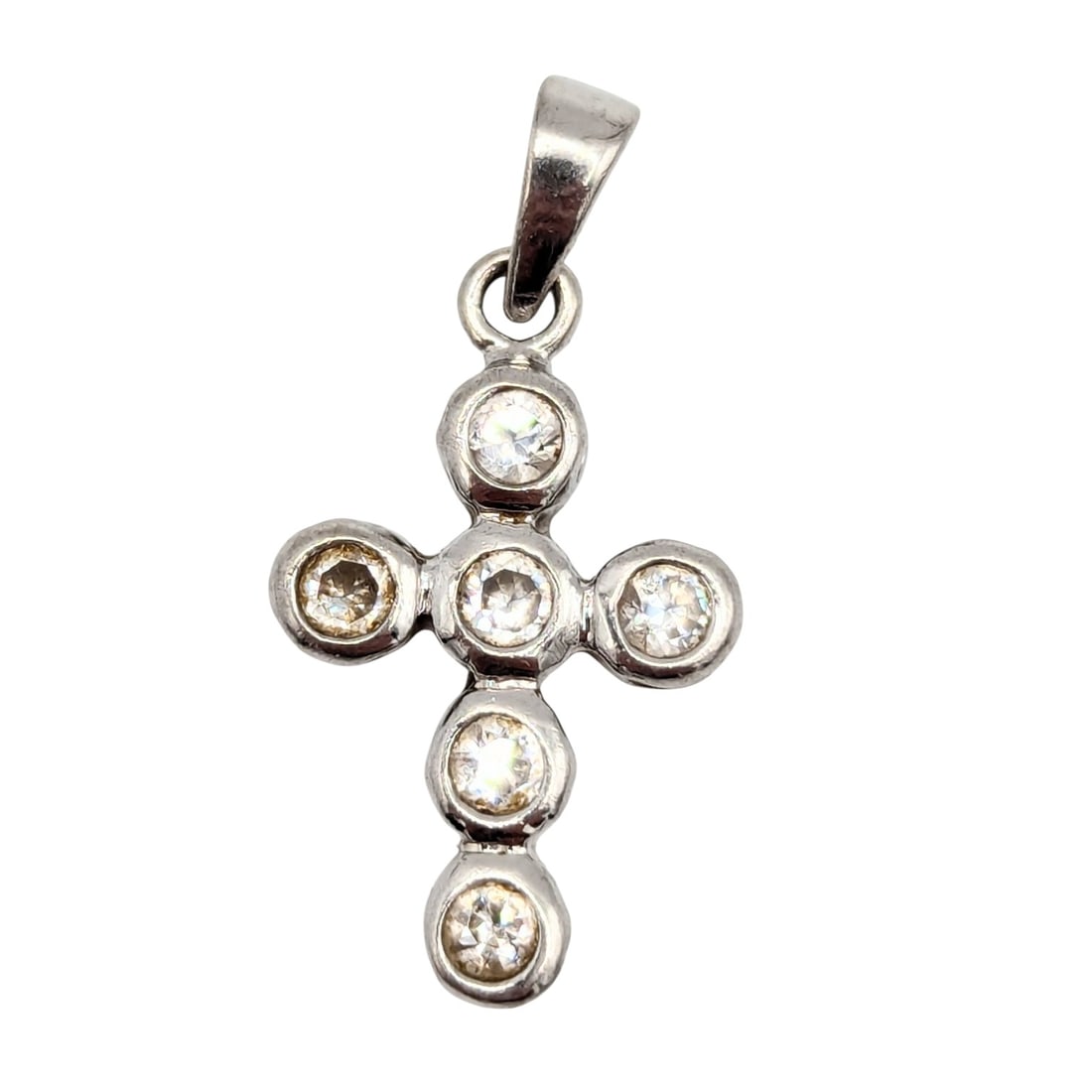 Sterling Clear Rhinestones Cross Pendant 2.0g (1 of 4)