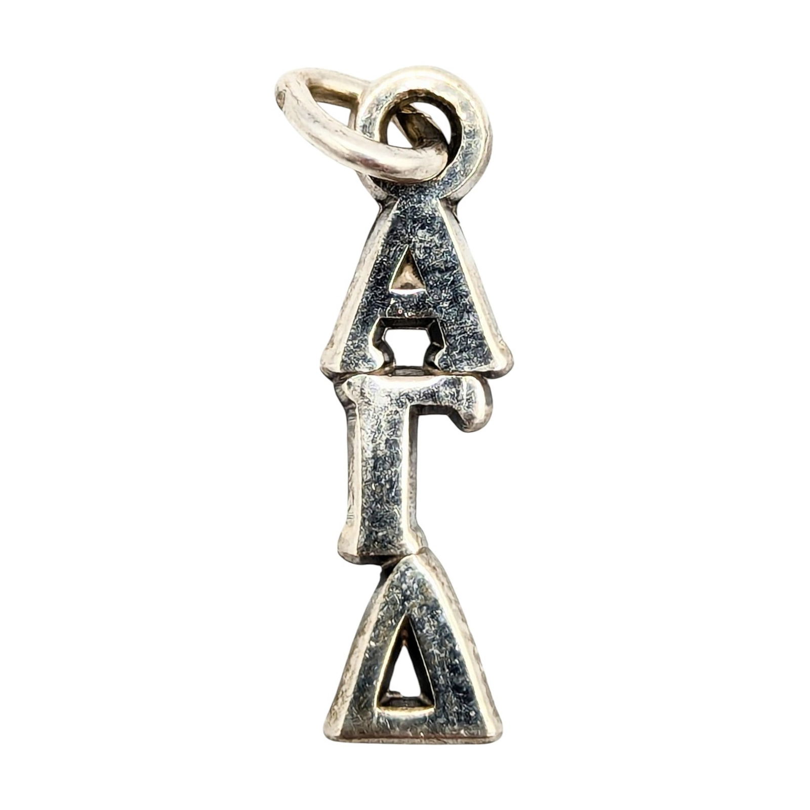 Sterling Alpha Gamma Delta Sorority Pendant .8g: Sterling Alpha Gamma Delta Sorority Pendant .8g Bent
