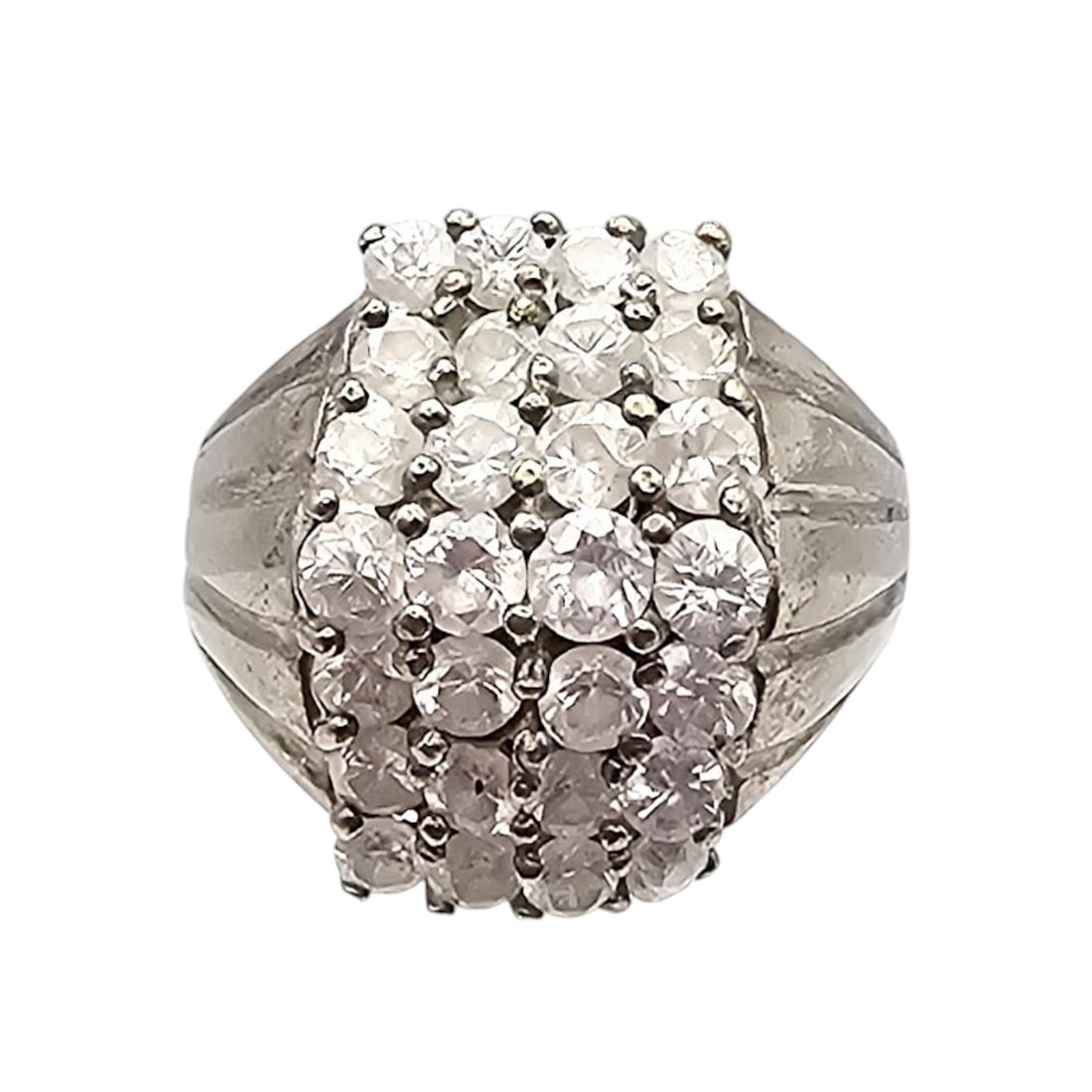 Rhinestone Sterling Silver Cocktail Ring Size 8.5, 8.4g (1 of 4)