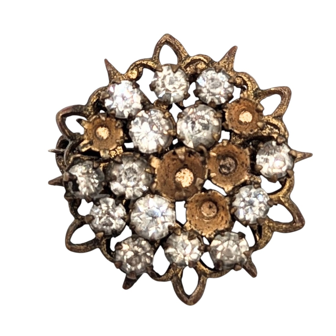 Sterling Vintage, Rhinestone Brooch 3.2g: Sterling vintage rhinestone brooch missing 5 stones. 3.2g