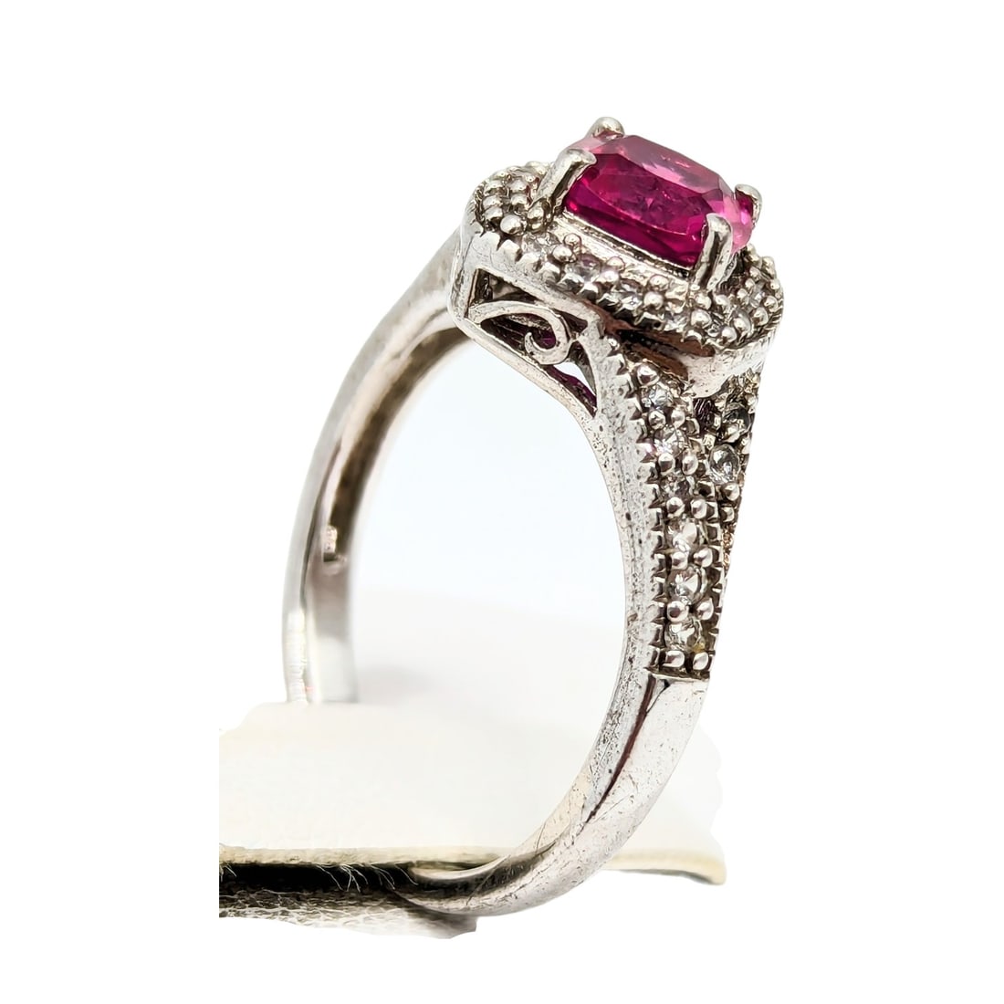Sterling Ruby and Diamond, Ring Size 6.5, 3.3g - 2