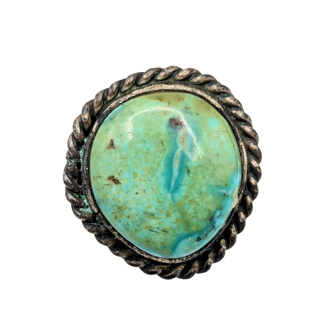 Sterling Rope Edge, Turquoise, Ring Size 4, 3.3g: Sterling rope edge turquoise ring Sz. 4 3.3g