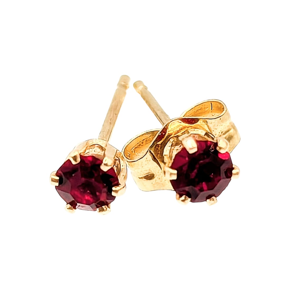 14K, Gold, Red Garnet Stud Earrings 0.4g (1 of 3)