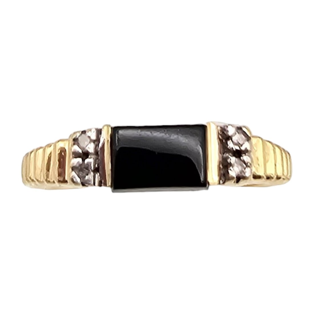 GTR 14K Gold Onyx Diamond Cocktail Ring Size 4.75, 2.3g (1 of 4)