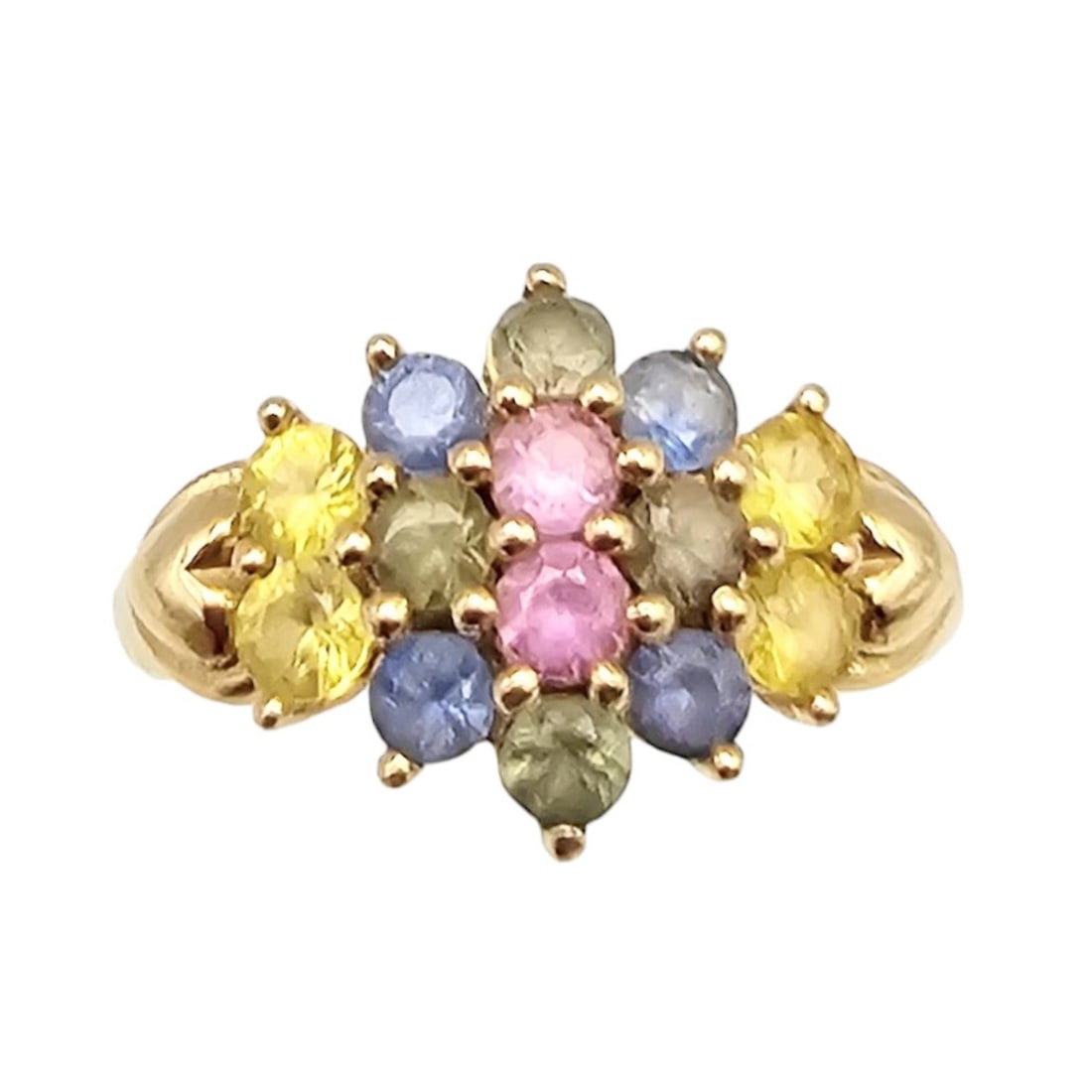 14K Gold Multi Stone Cocktail Ring Size 6, 3.5g (1 of 4)