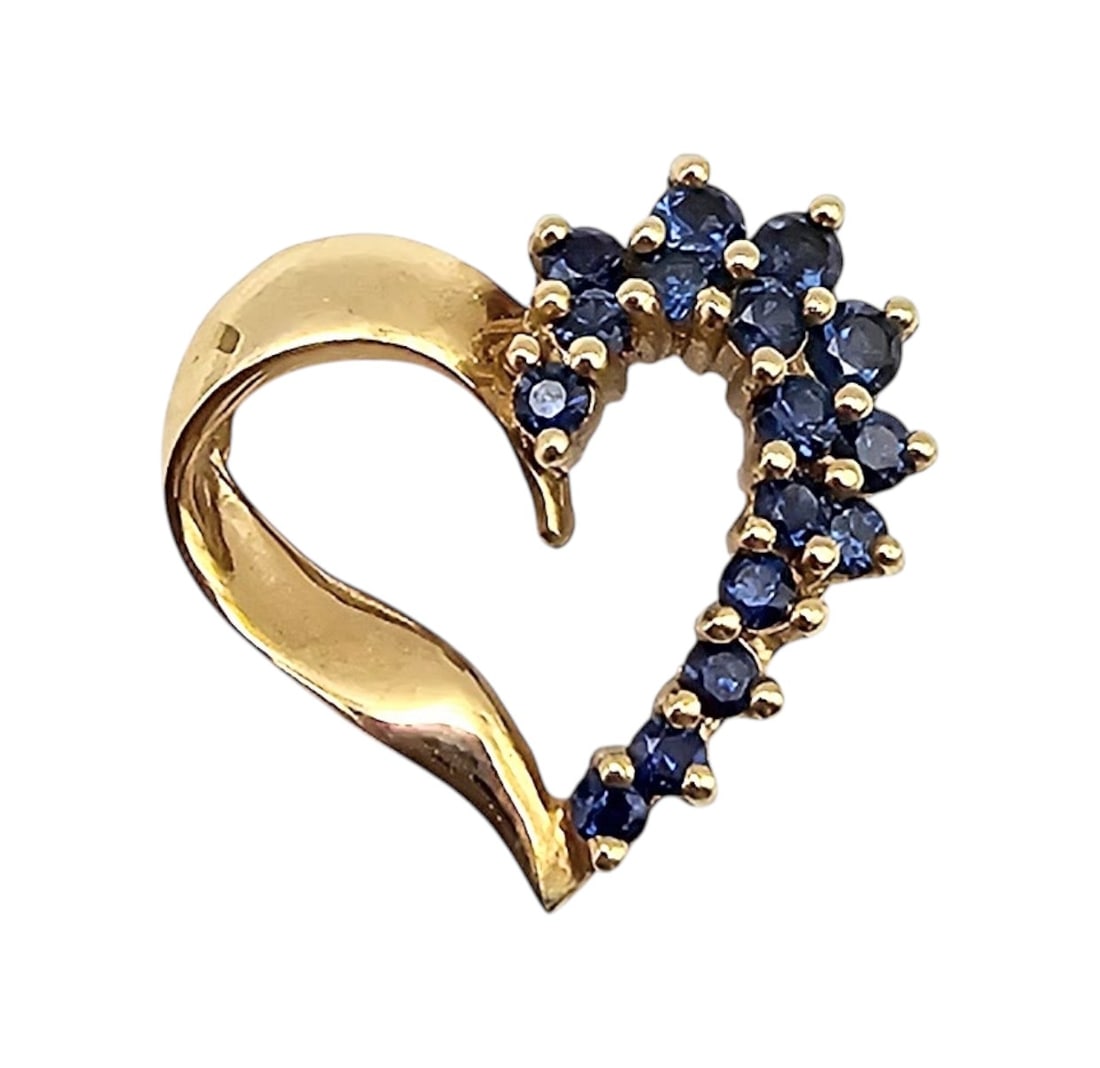 14k Gold Sapphire Heart Pendant 2.2g (1 of 4)