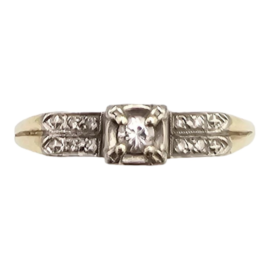 14K Gold Diamond Cocktail Ring Size 7, 2.4g (1 of 4)