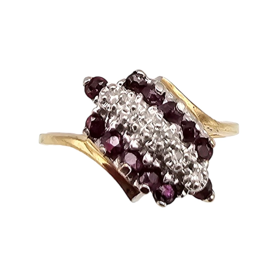 GTR 10K Gold Ruby Diamond Cocktail Ring Size 5.25, 2.43g (1 of 4)