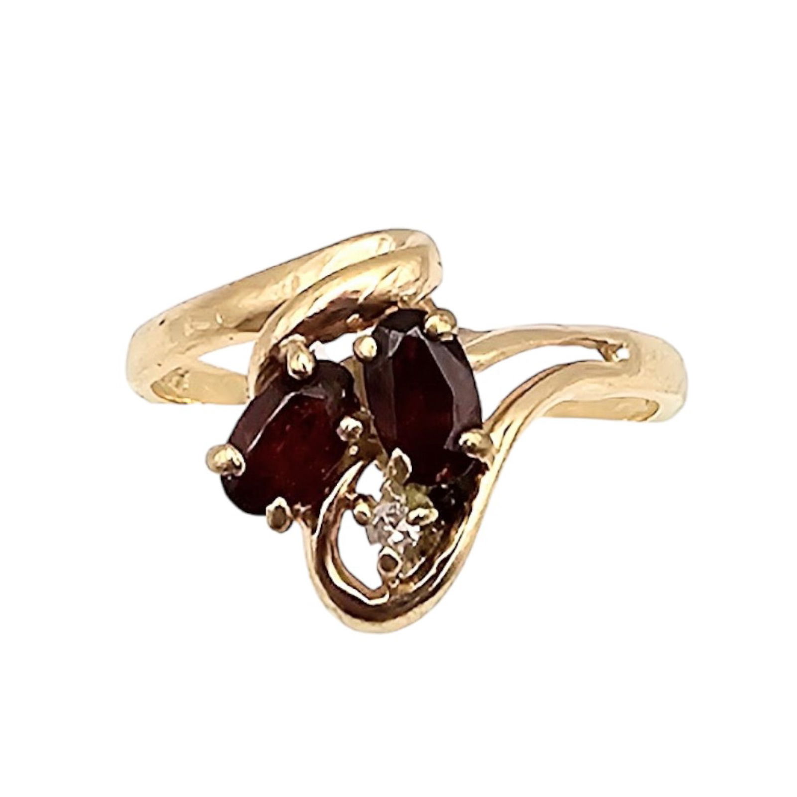 ADORE 14K Gold Garnet Diamond Cocktail Ring Size 5, 1.9g (1 of 4)