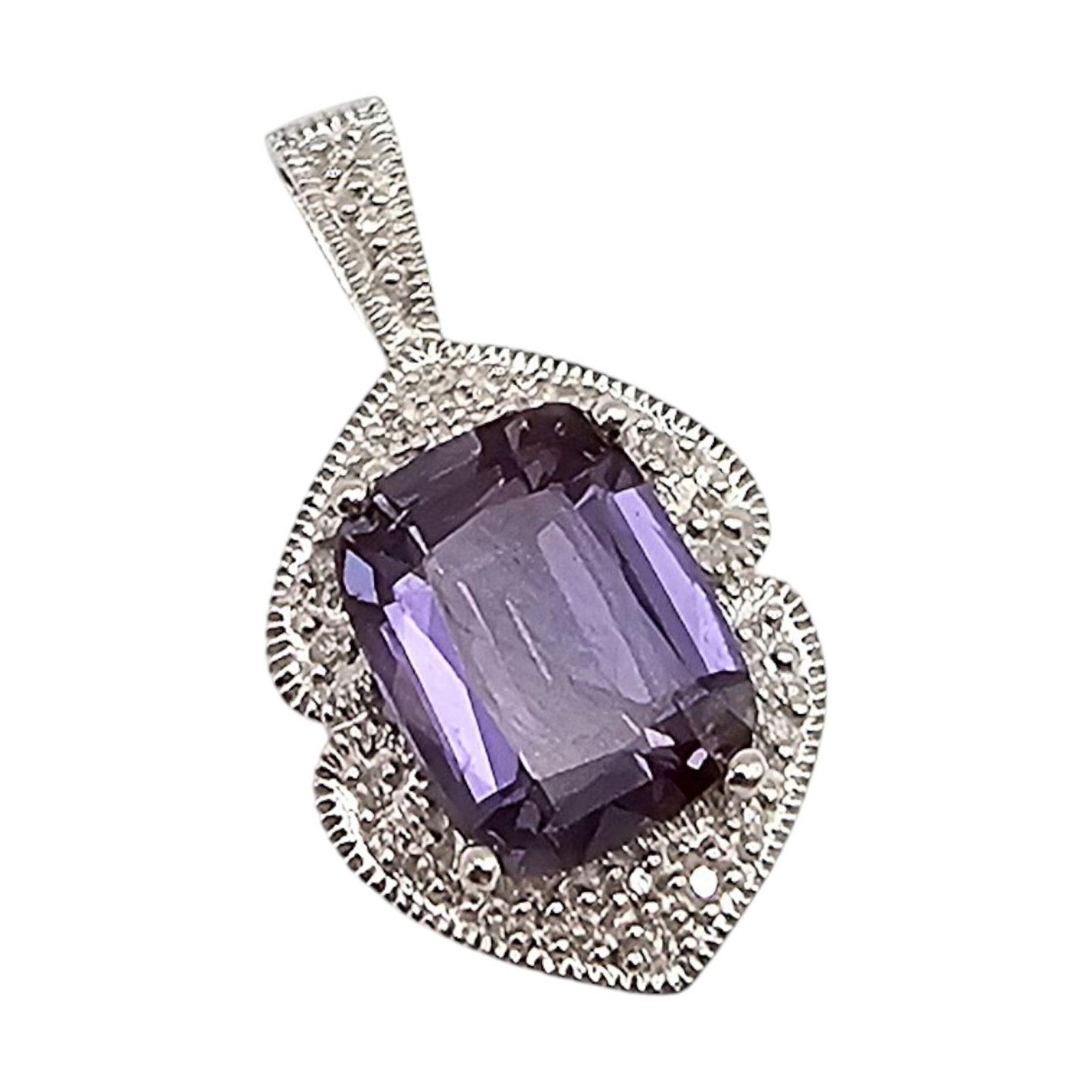 C 10K White Gold Mystic Topaz Diamond Pendant 2.4g (1 of 4)
