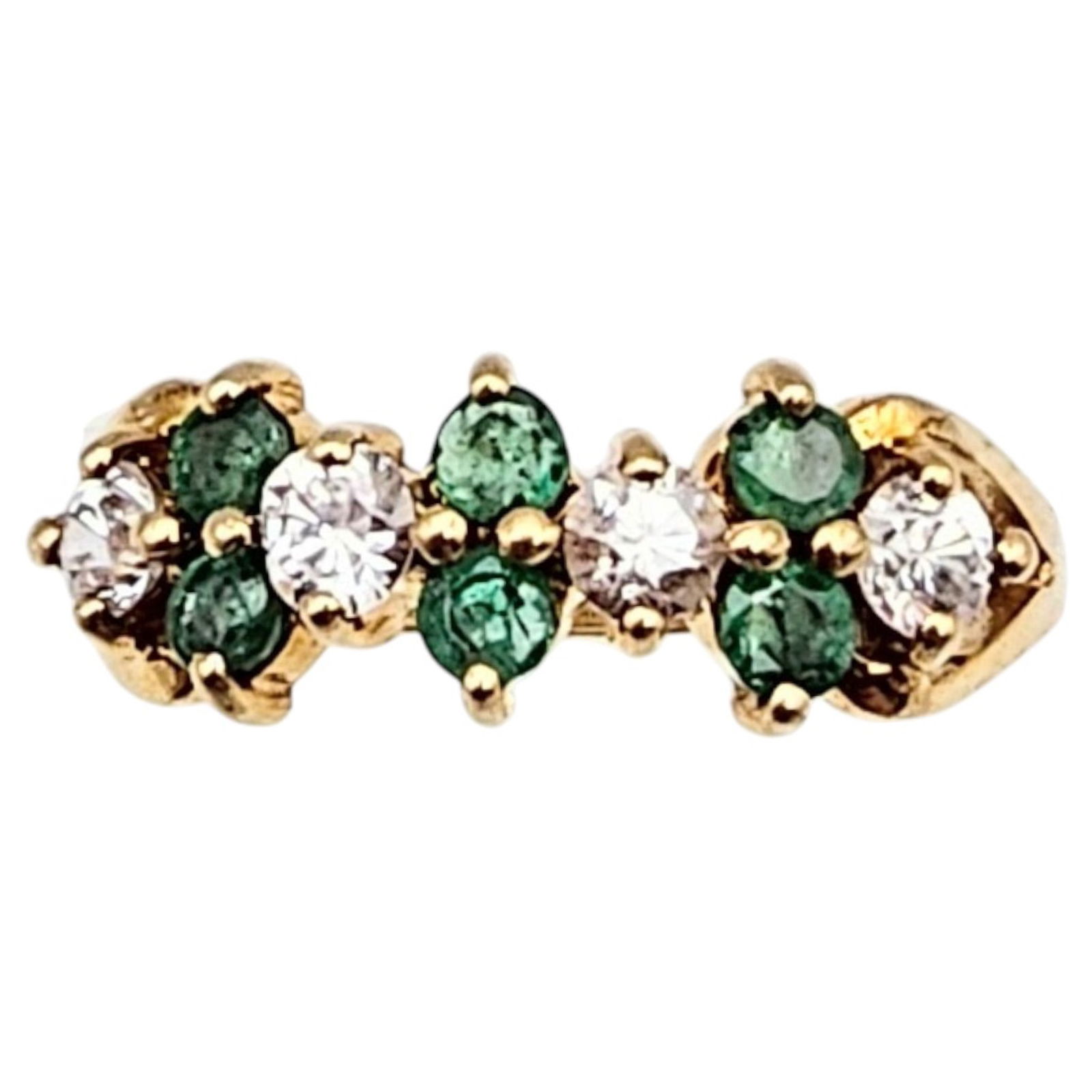 10K Gold Emerald and Clear stone Cocktail Ring Size 6.75, 2.5g (1 of 4)