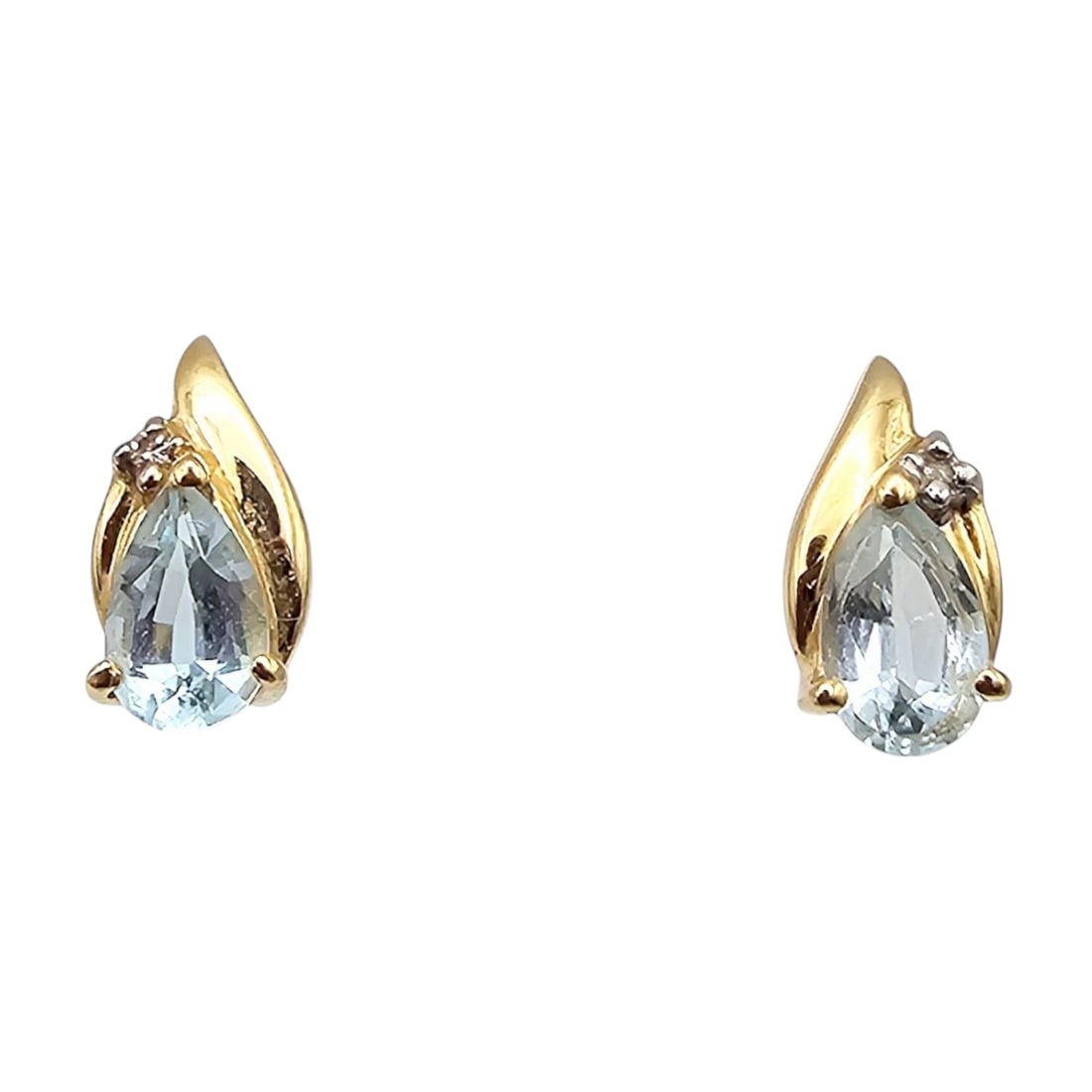 14K Gold Diamond Topaz Earrings 2.7g (1 of 4)