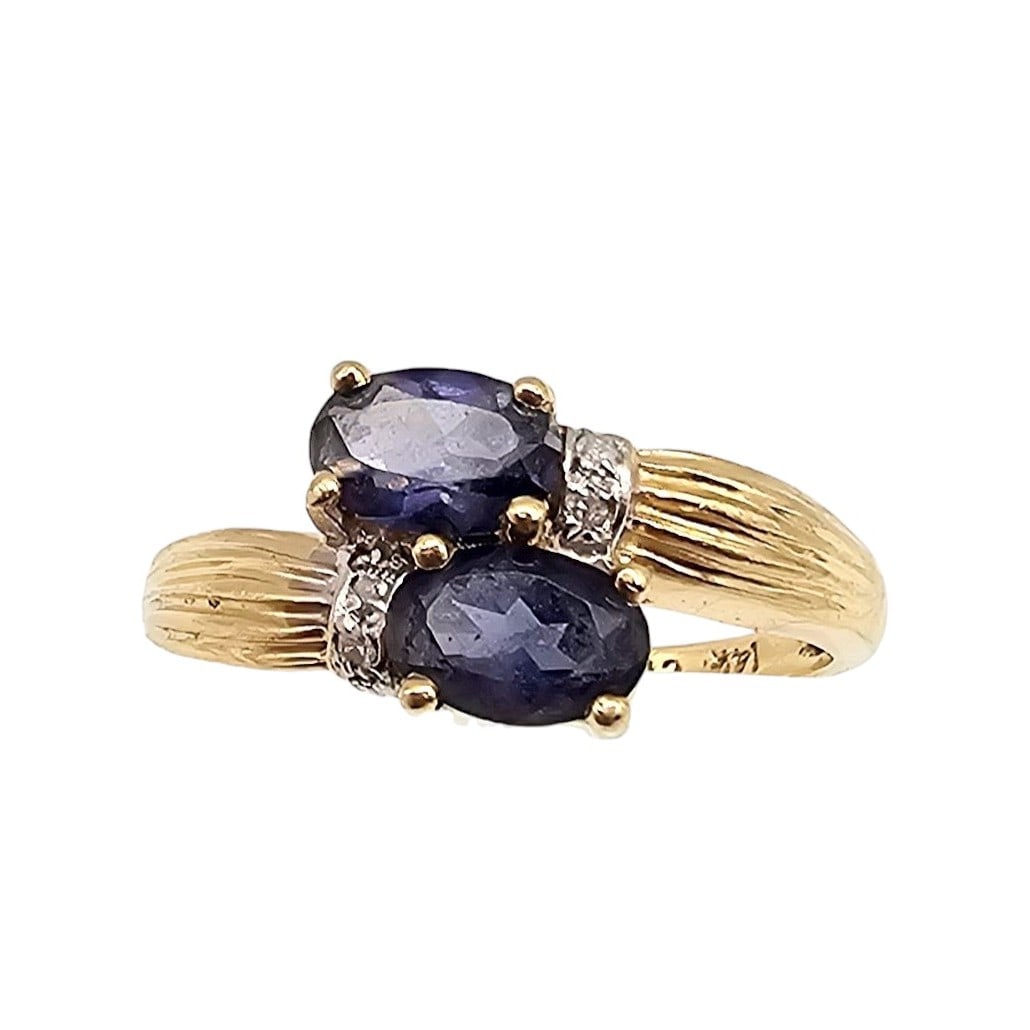 CI 14K Gold Diamond Tanzanite Cocktail Ring Size 6, 2.3g (1 of 4)