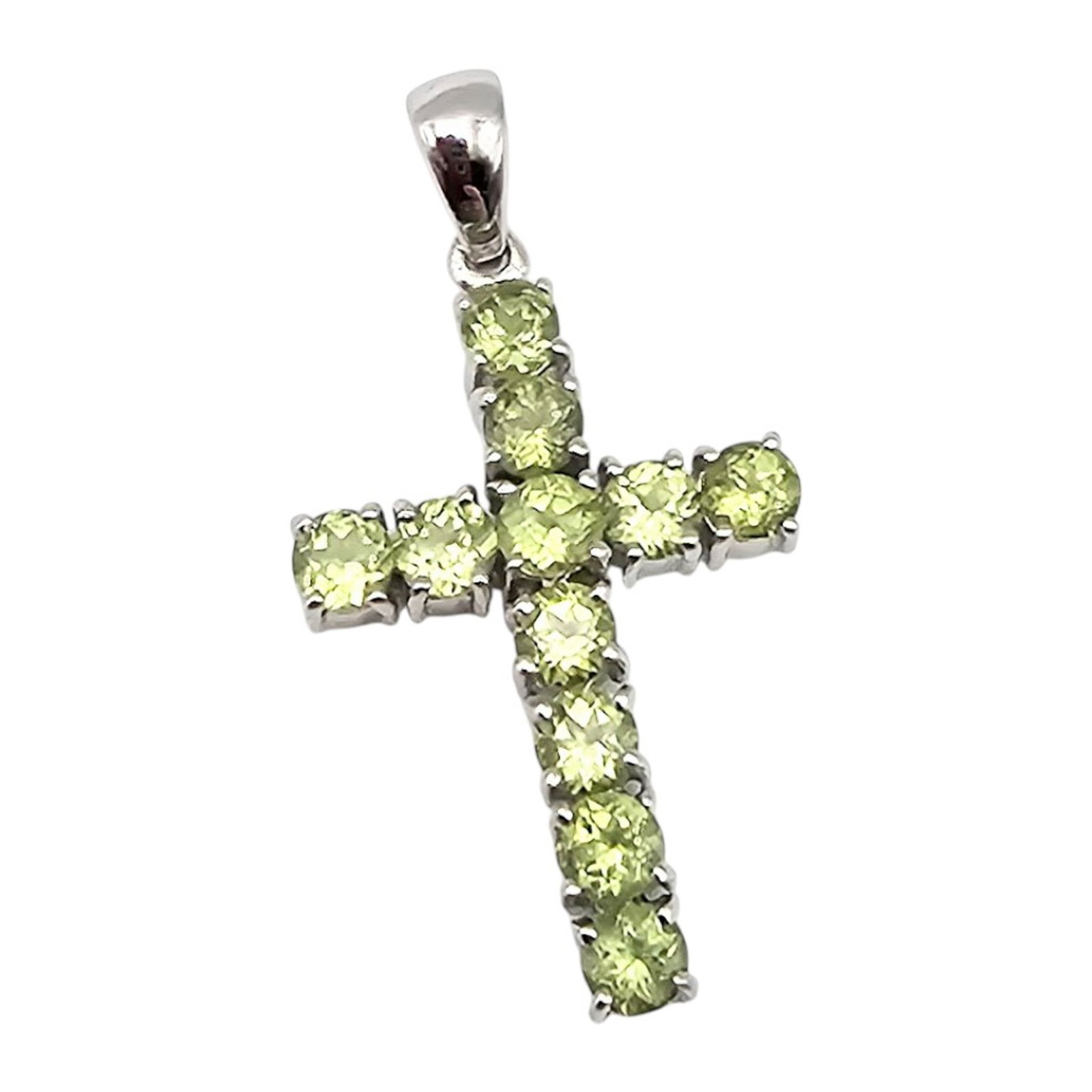 14K White Gold Peridot Cross Pendant 3g (1 of 4)