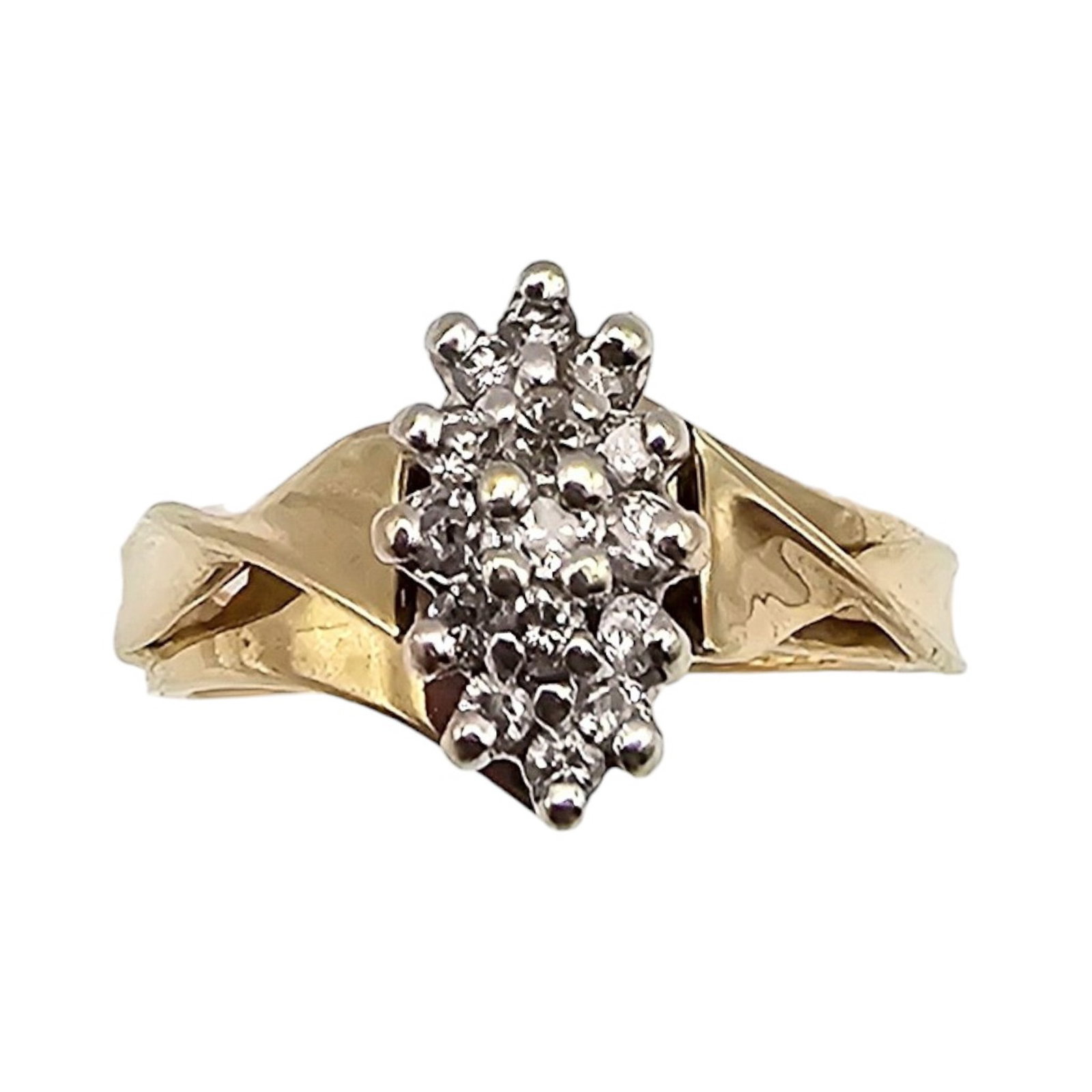 FR 10K Gold Diamond Cocktail Ring Size 4.75, 3g (1 of 4)