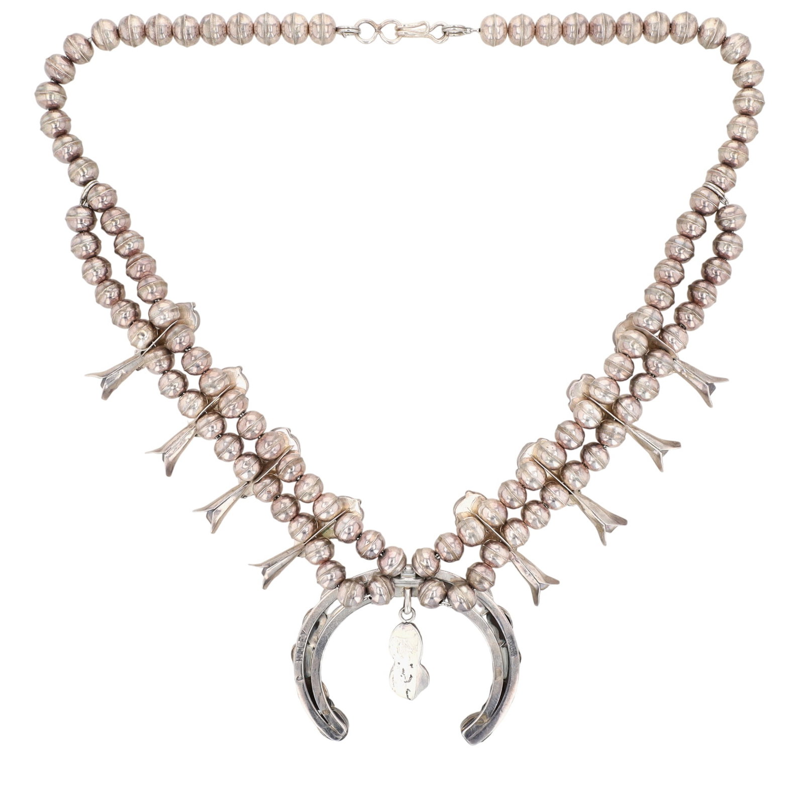 Christine Haley Navajo Turquoise and Coral Squash Blossom Necklace - 4