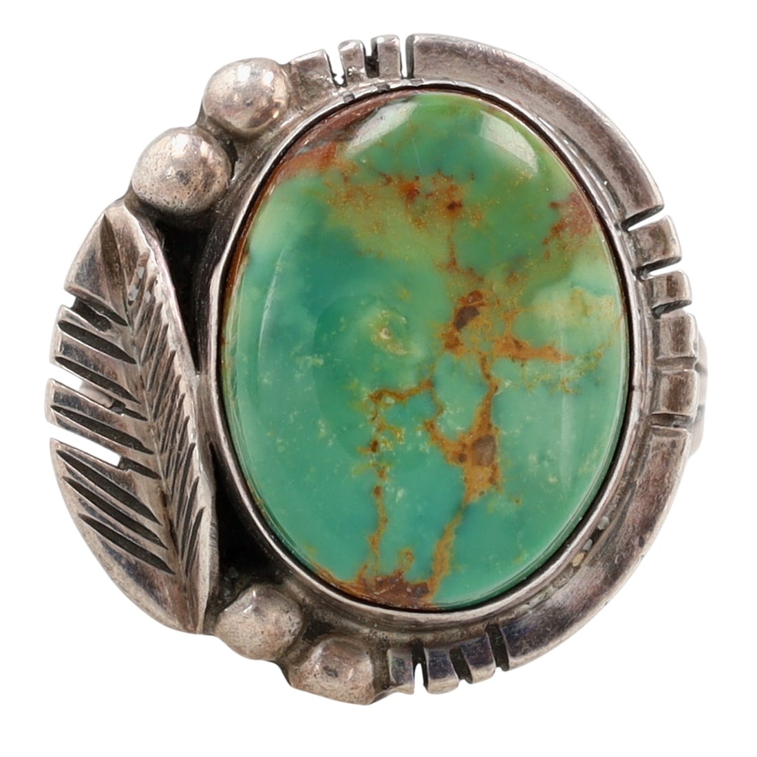 Vintage Fred Guerro Navajo Turquoise Ring Sz 8: Vintage Fred Guerro & Navajo Arts and Crafts Guild (Pictomark) Navajo Sterling Royston? Turquoise Ring Sz 8 - 8.6g