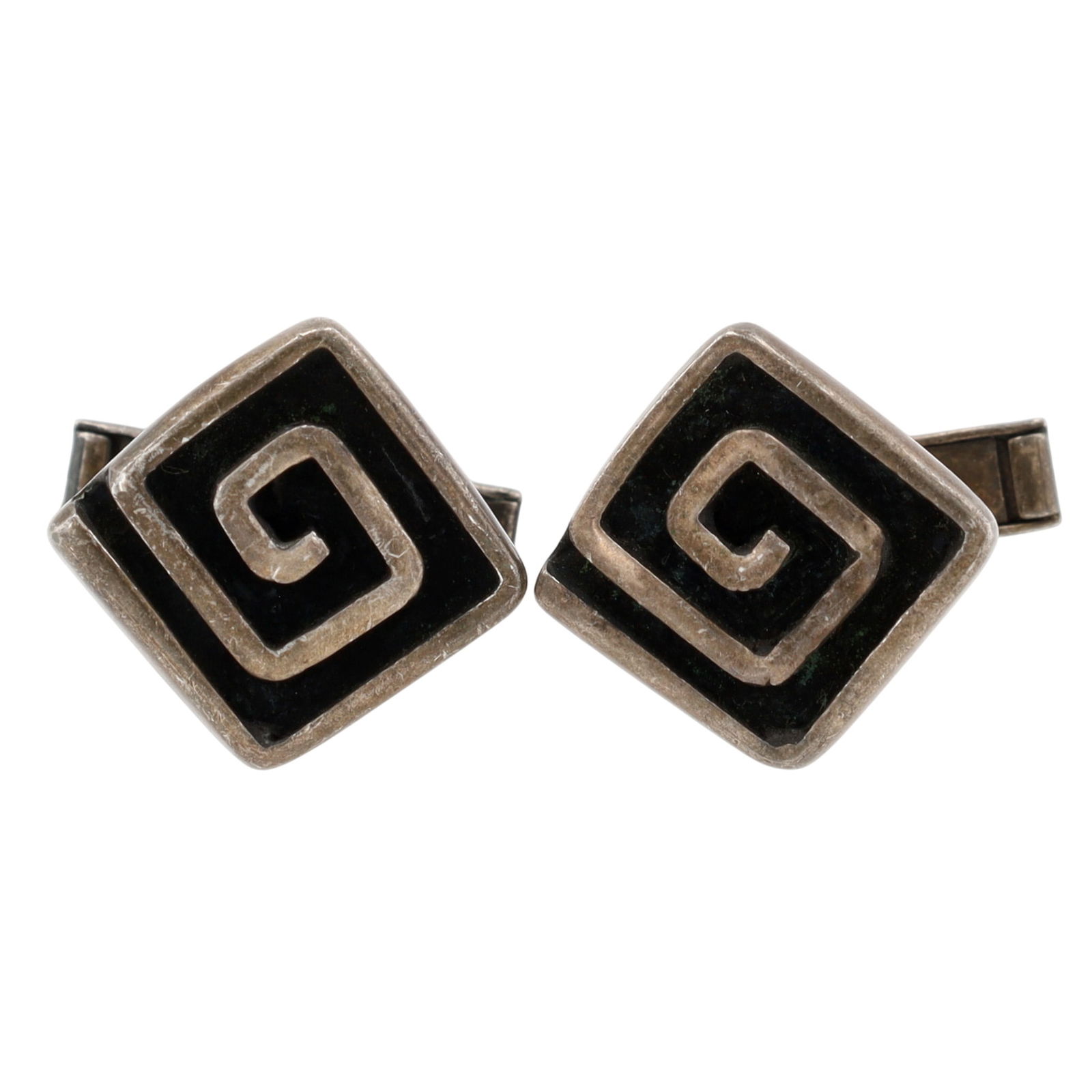 Rare Kenneth Begay for White Hogan Navajo Maze Cufflinks: Rare Kenneth Begay for White Hogan Navajo Sterling Silver Maze Cufflinks - 10.7g