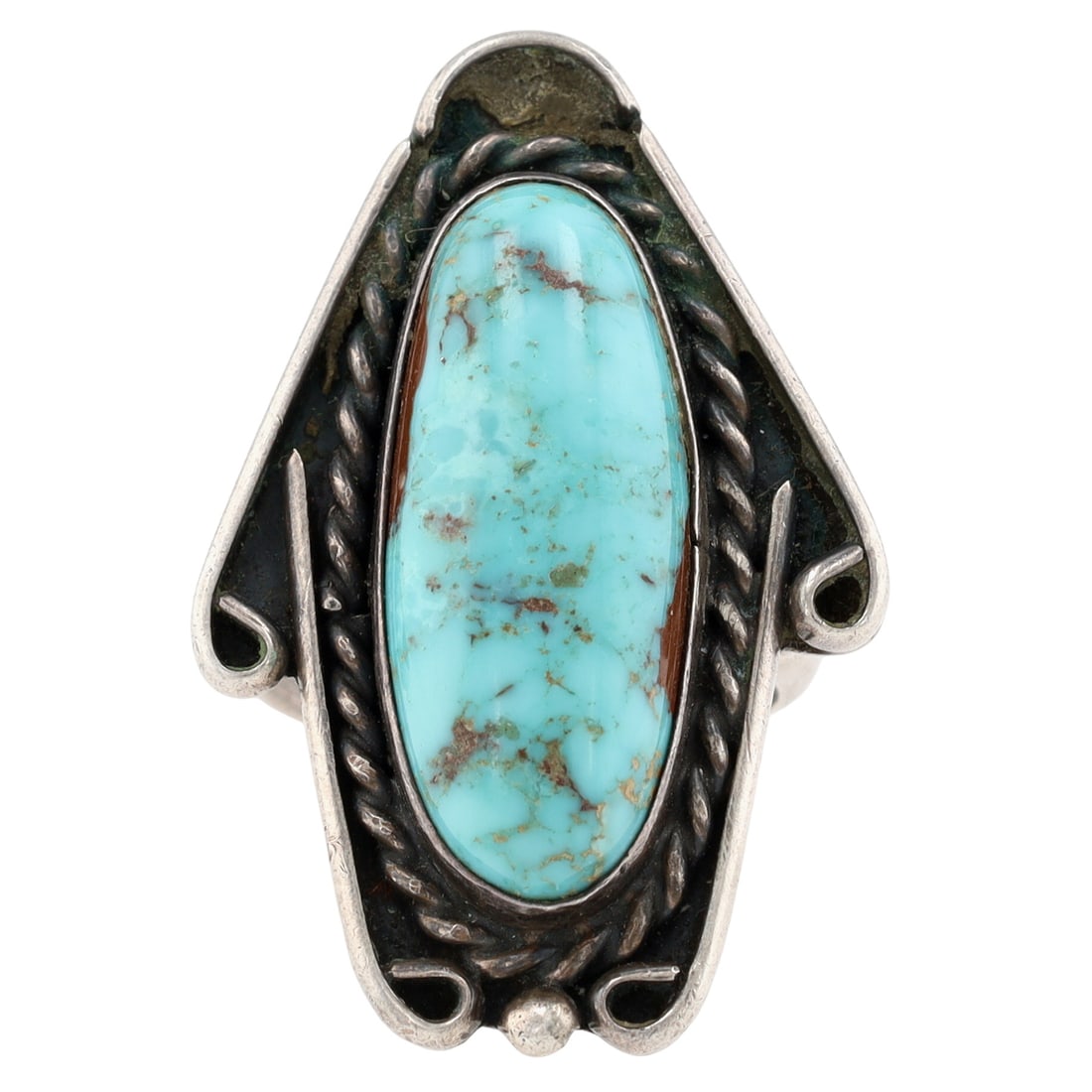 Signed Navajo #8 Turquoise Ring Sz 7 (1 of 7)
