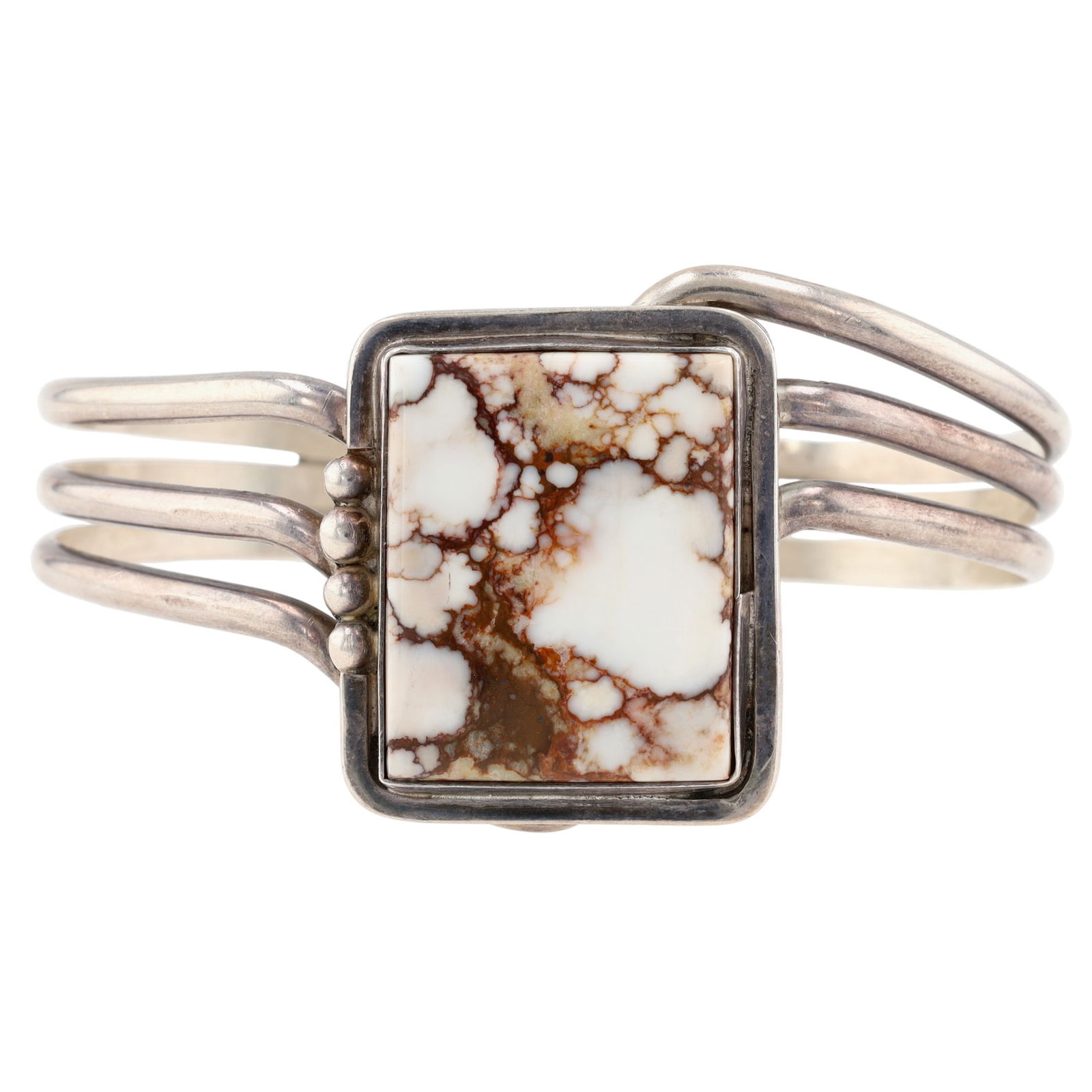 Navajo Wild Horse Magnesite Cuff Bracelet: Navajo Sterling Wild Horse Magnesite Cuff Bracelet - 27.1g