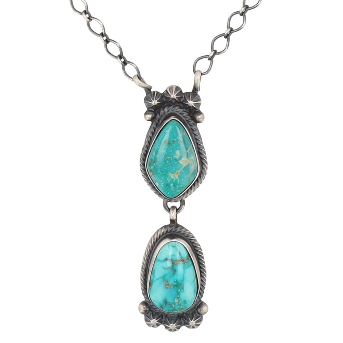 Signed Navajo Turquoise Drop Necklace (1 of 6)