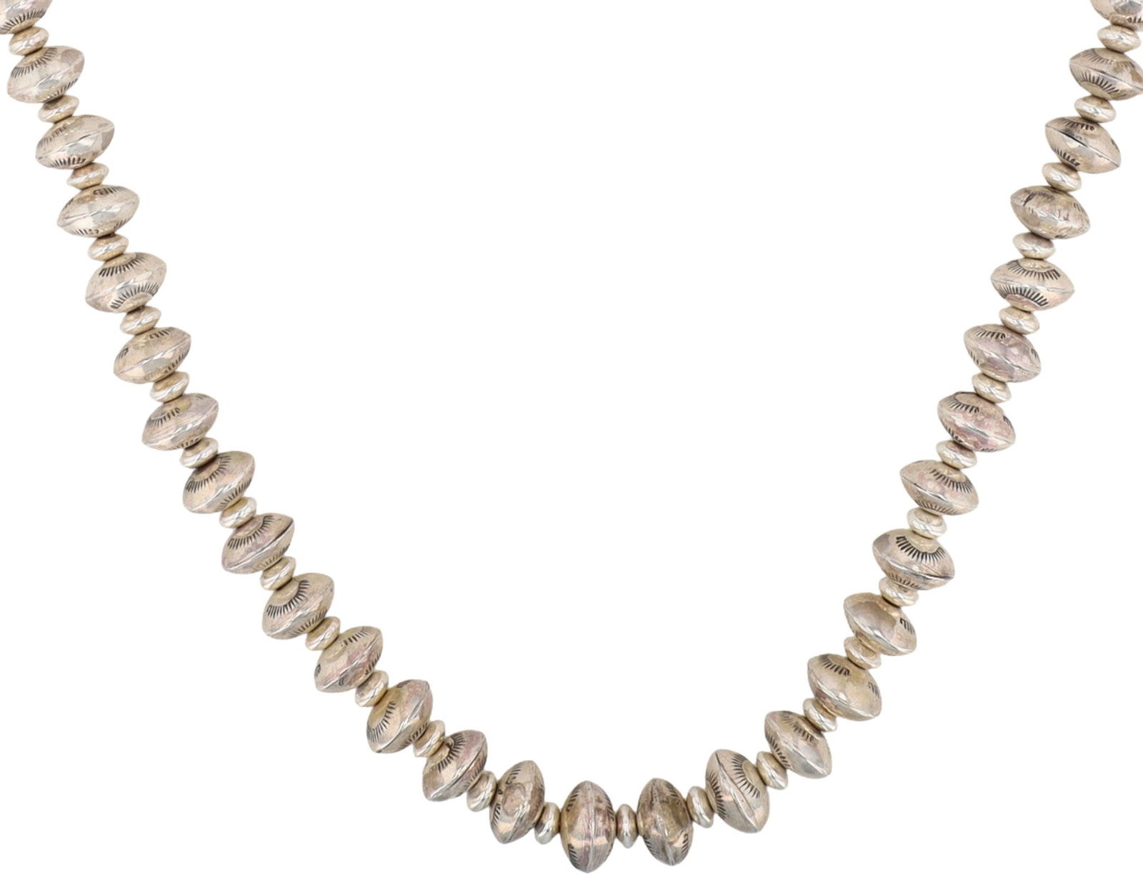 Aaron Tallis Navajo Handmade Stamped Bead Necklace (1 of 6)