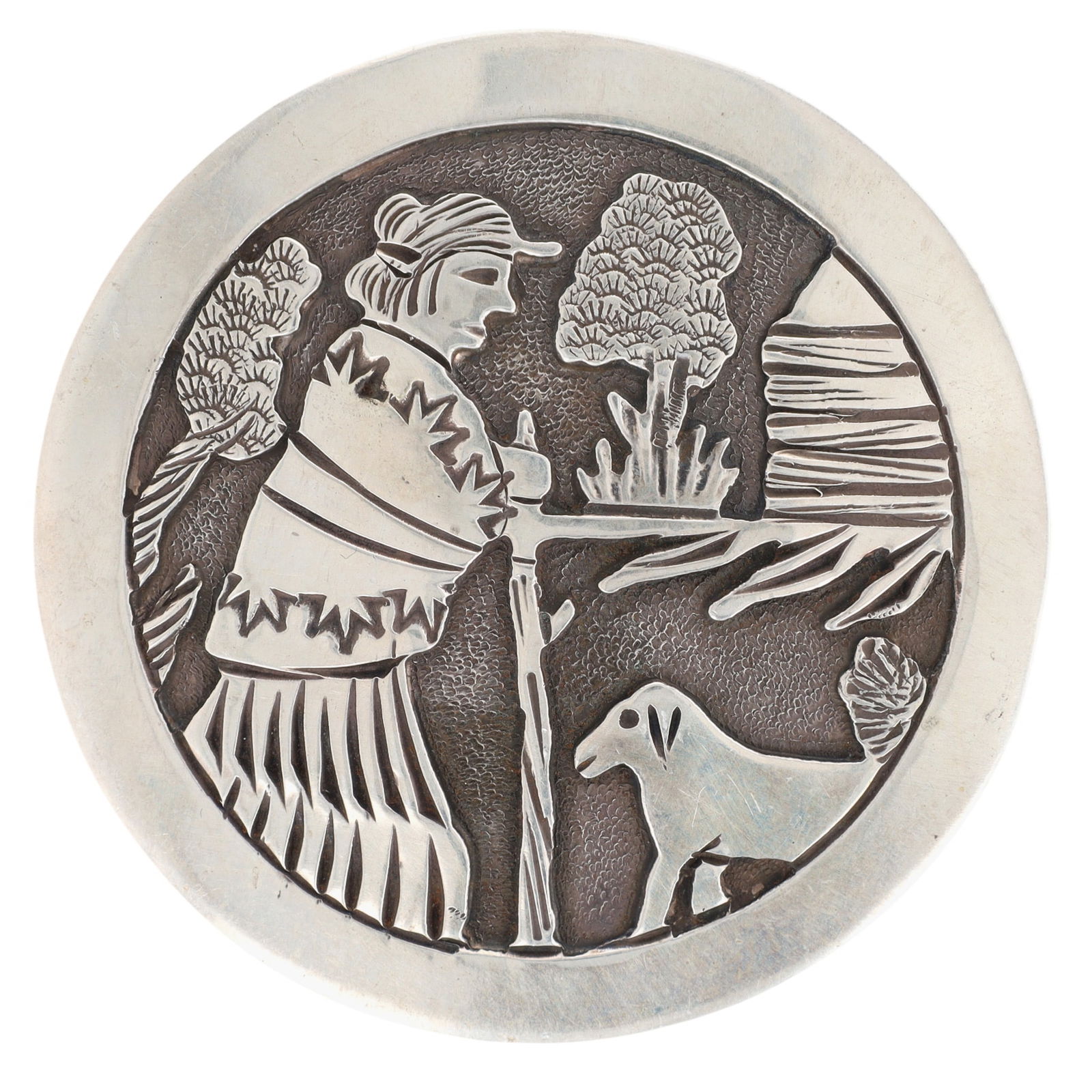 Lloyd Becenti Navajo Storyteller Pendant Brooch: Lloyd Becenti/Floyd Becenti Jr Navajo Sterling Storyteller Brooch Pendant - 23.2g