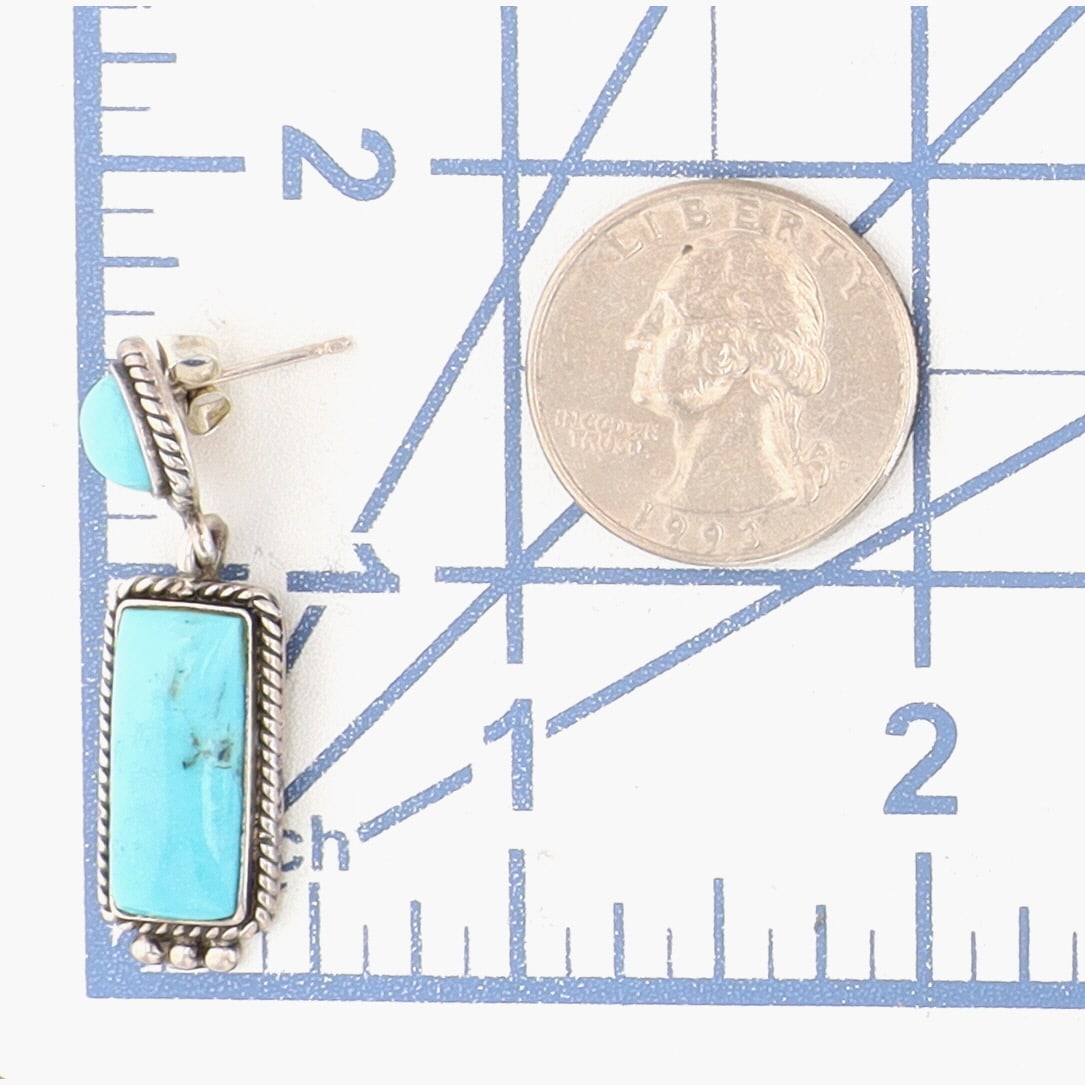 Signed Navajo Turquoise Dangle Earrings - 4