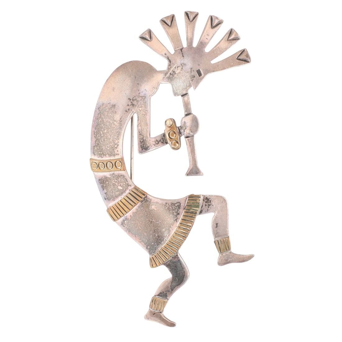 Signed Navajo Big Kokopelli Pendant Brooch: Large Signed S.E. Sterling Navajo Kokopelli Pendant Brooch - 4"l x 2.4"w - 23.7g