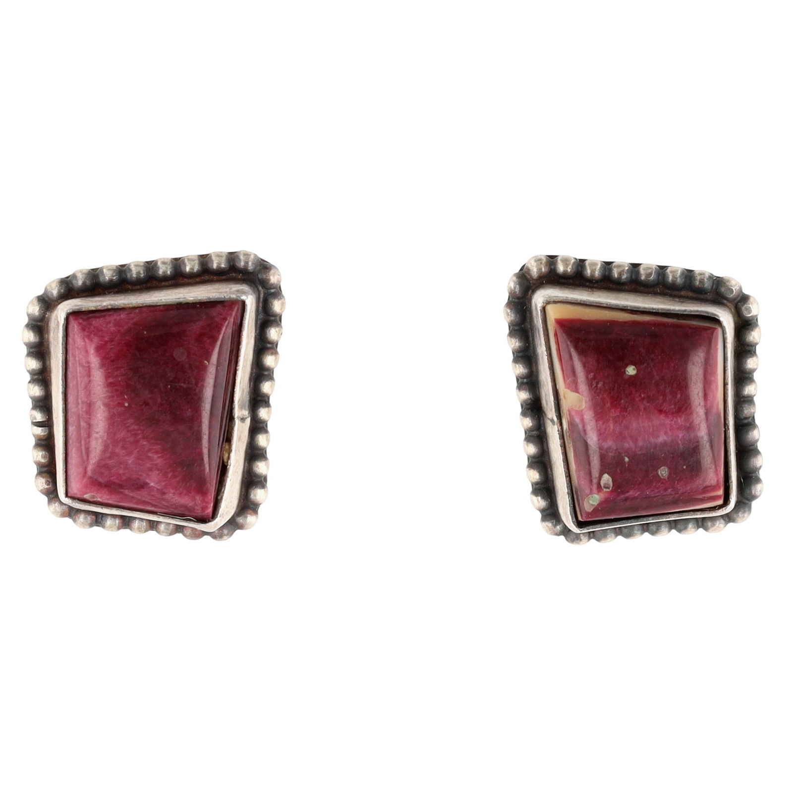 Bonnie Sandoval Navajo Purple Spiny Oyster Earrings: Bonnie Sandoval Navajo Sterling Purple Spiny Oyster Earrings - 6.3g