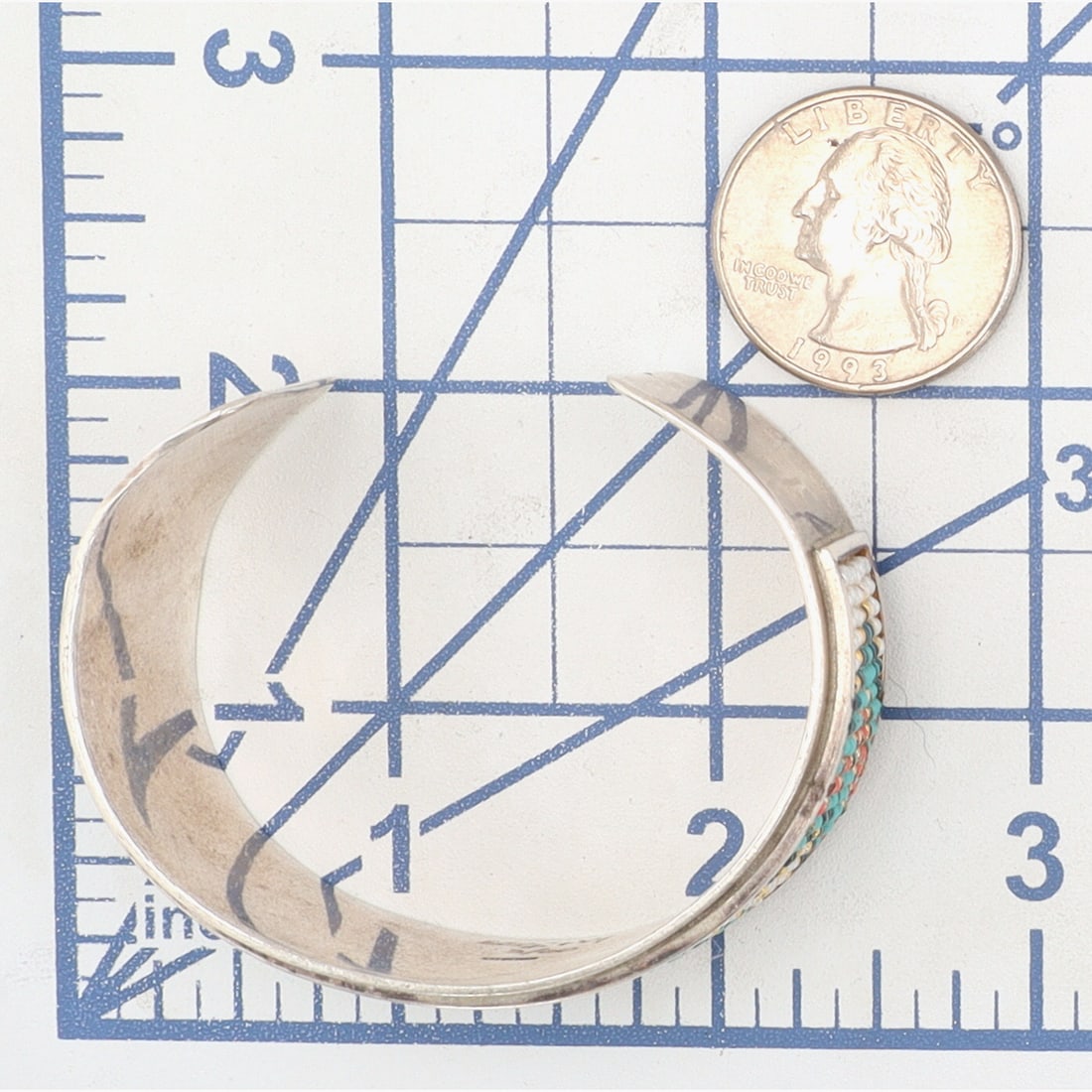 Signed Navajo Multicolor Beaded Cuff Bracelet - 8