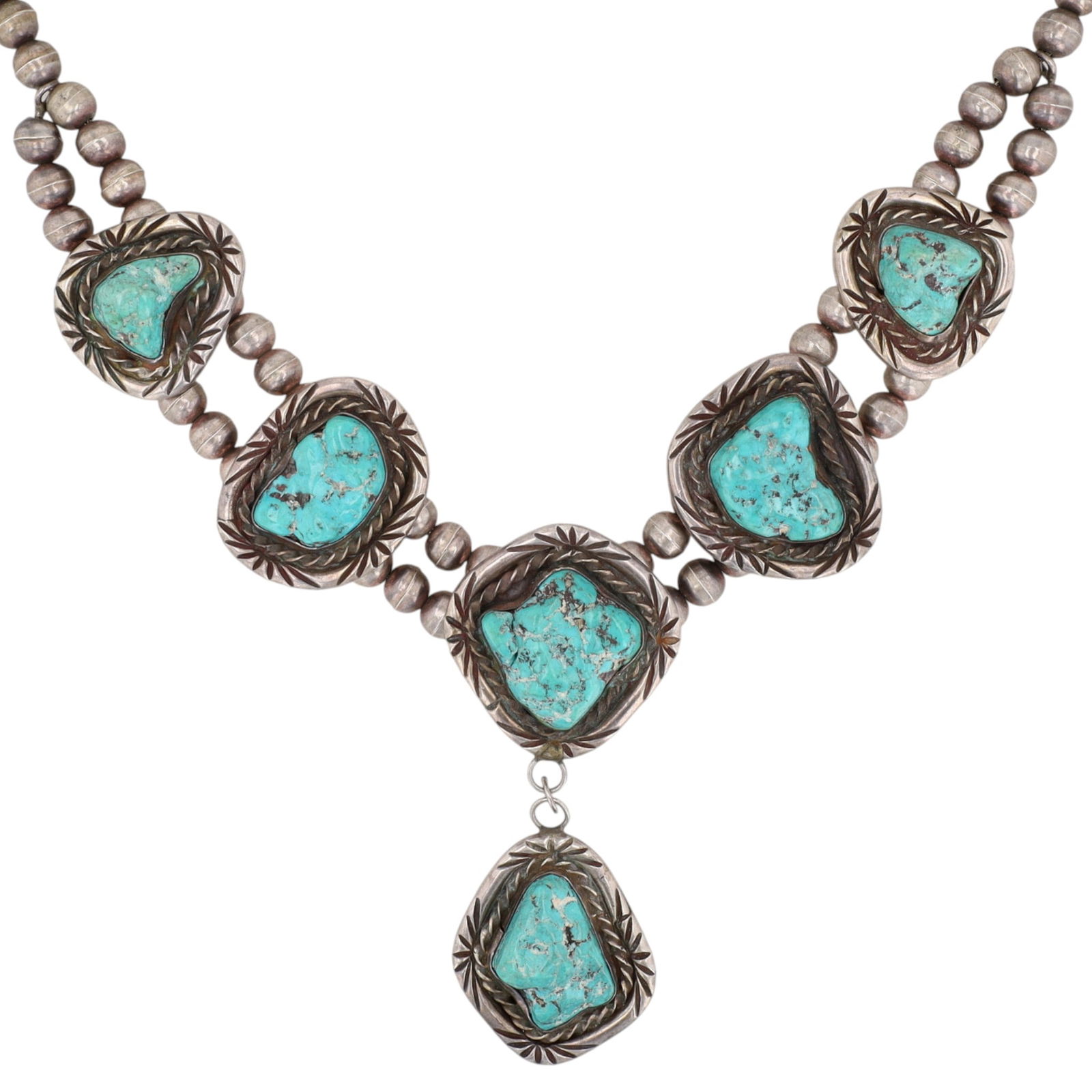 Vintage Navajo Turquoise Chunk Station Necklace (1 of 6)