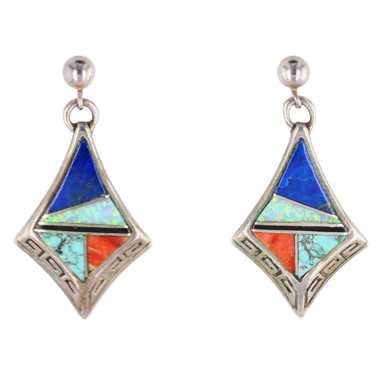 Calvin Begay Navajo Multistone Inlay Earrings (1 of 4)