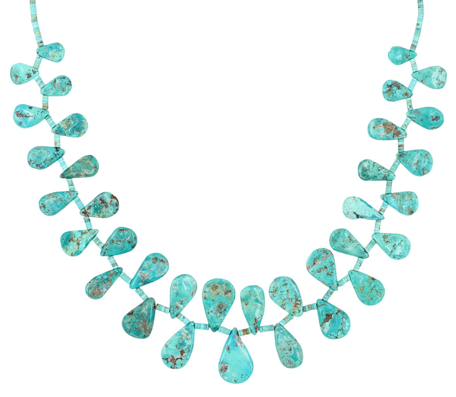 Amazing Joe Tortalita Santo Domingo Kewa Vintage Turquoise Heishi Tab Necklace (1 of 7)
