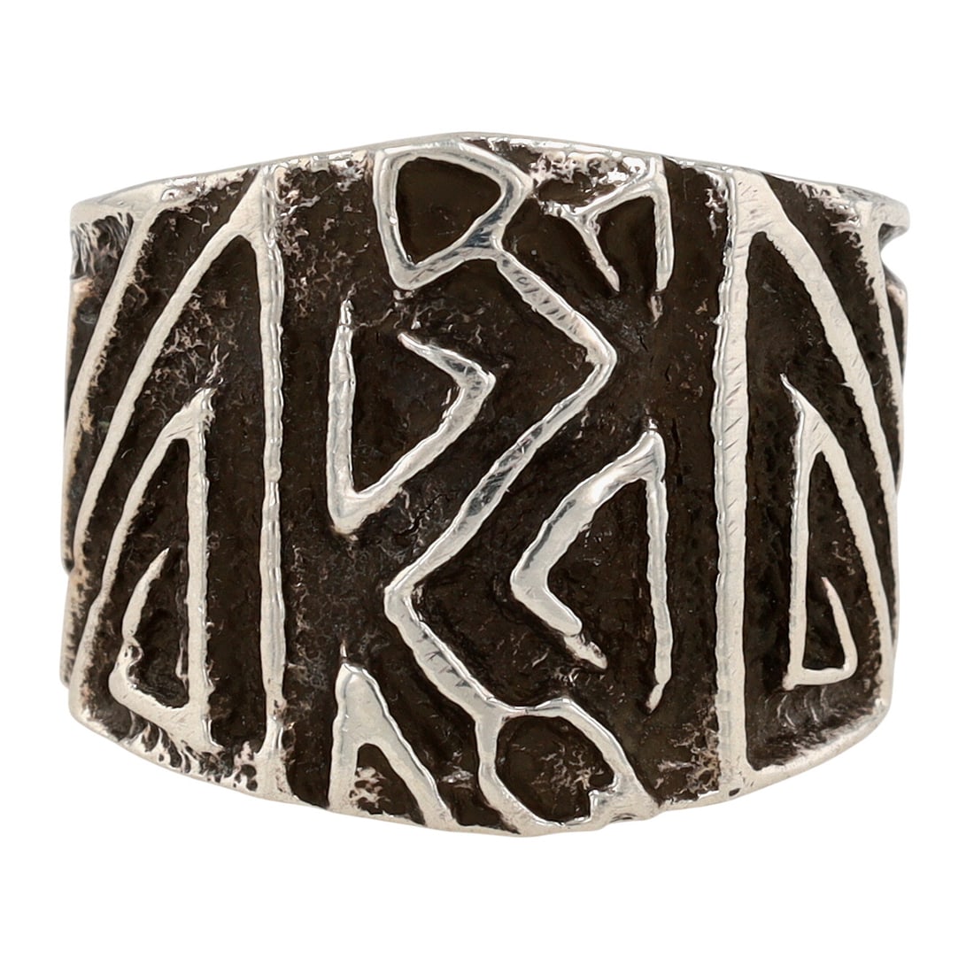 Delbert Arviso Navajo Tufa Cast Ring Sz 9: Amazing Delbert Arviso Navajo Sterling Tufa Cast Ring Sz 9/Adjustable - 13.1g