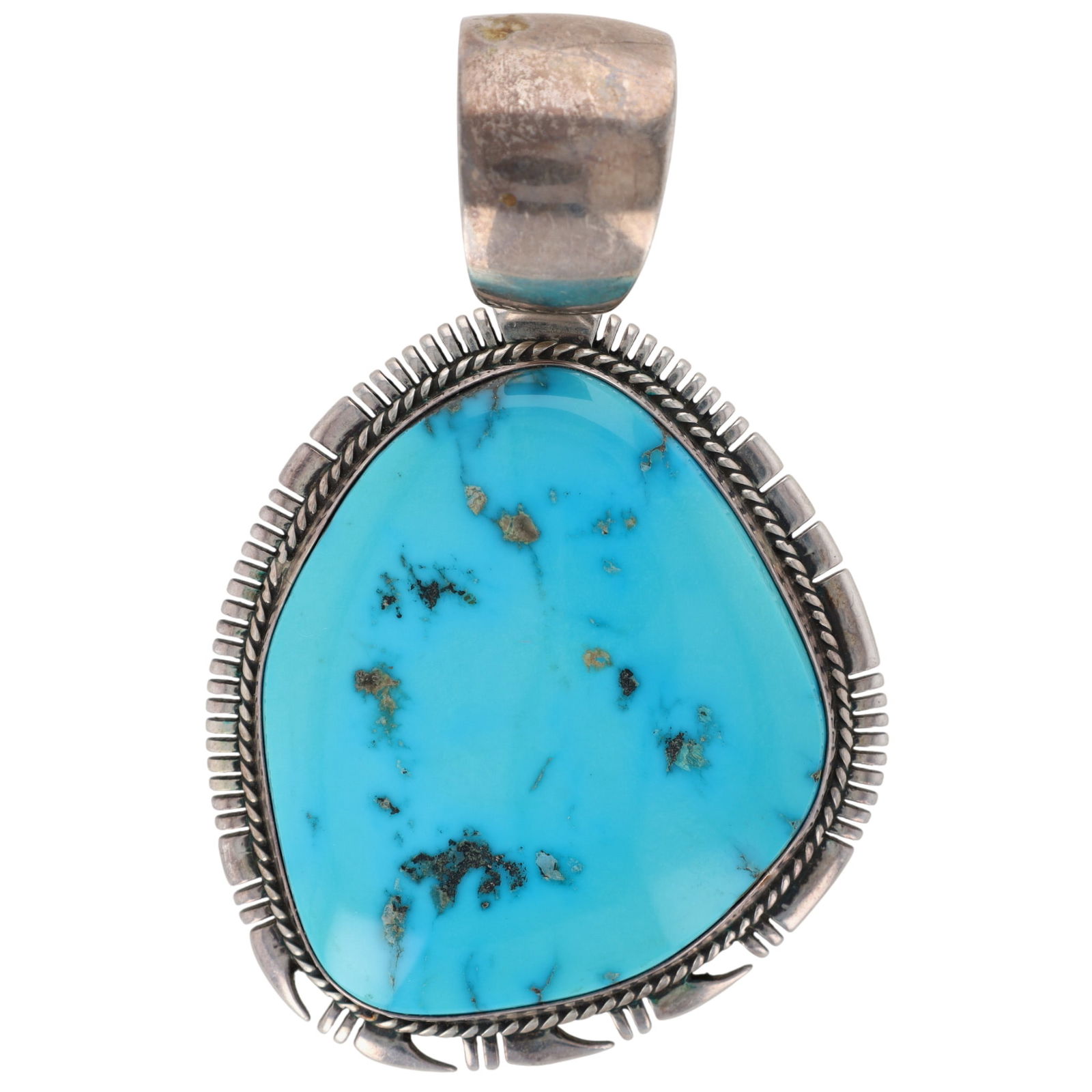 Phillip Guerro Navajo Large Turquoise Pendant: Big! Phillip Guerro Navajo Sterling Turquoise Pendant - an amazing vibrant blue turquoise! - 35g