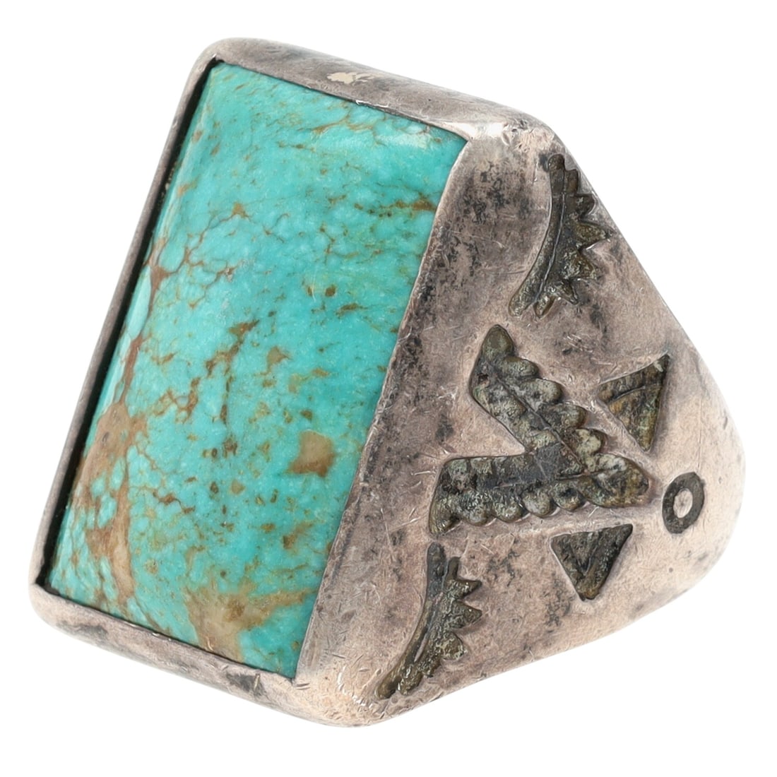Bell Trading Post Stamped Turquoise Ring Sz 9 (1 of 6)