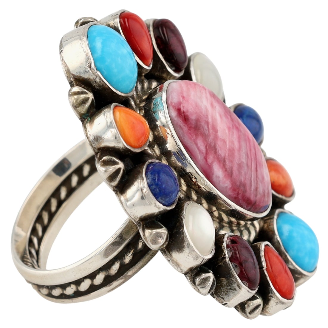 Aaron Tallis Navajo Multistone Cluster Adjustable Ring - 6