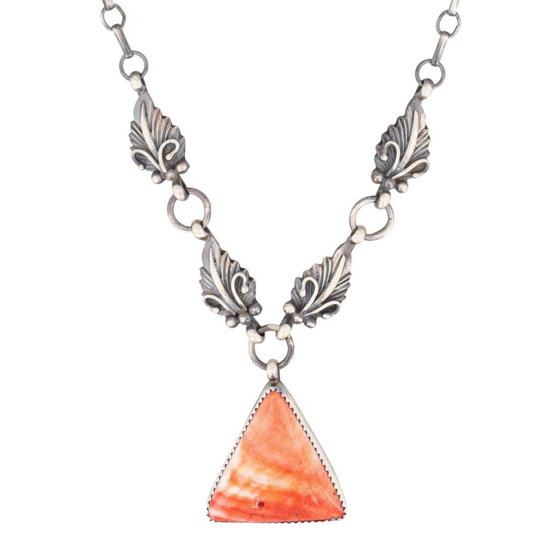 Running Bear Spiny Oyster Necklace: Running Bear Sterling Spiny Oyster Necklace - approx. 18" - 22.6g