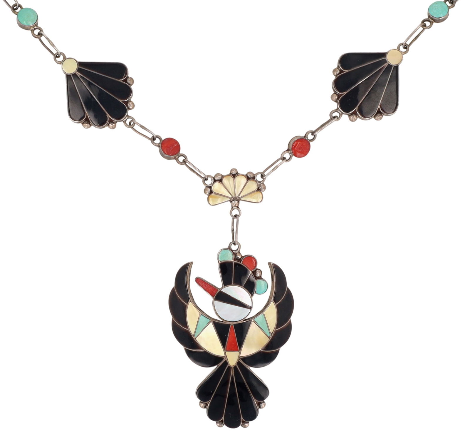 Vintage Zuni Multistone Inlay Thunderbird Necklace (1 of 5)