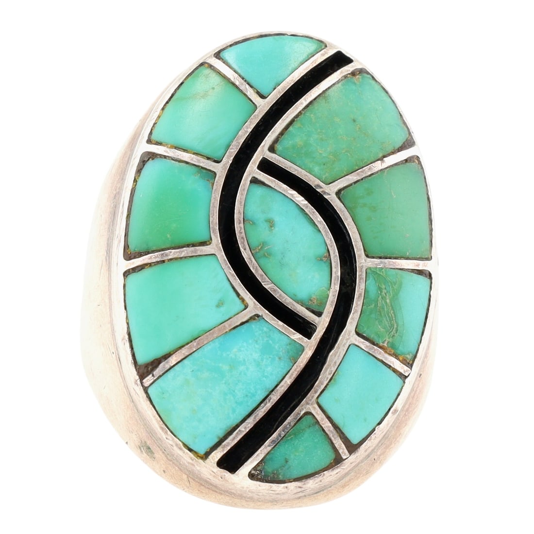 Vintage Zuni Turquoise Hummingbird Inlay Ring Sz 10.5 (1 of 5)