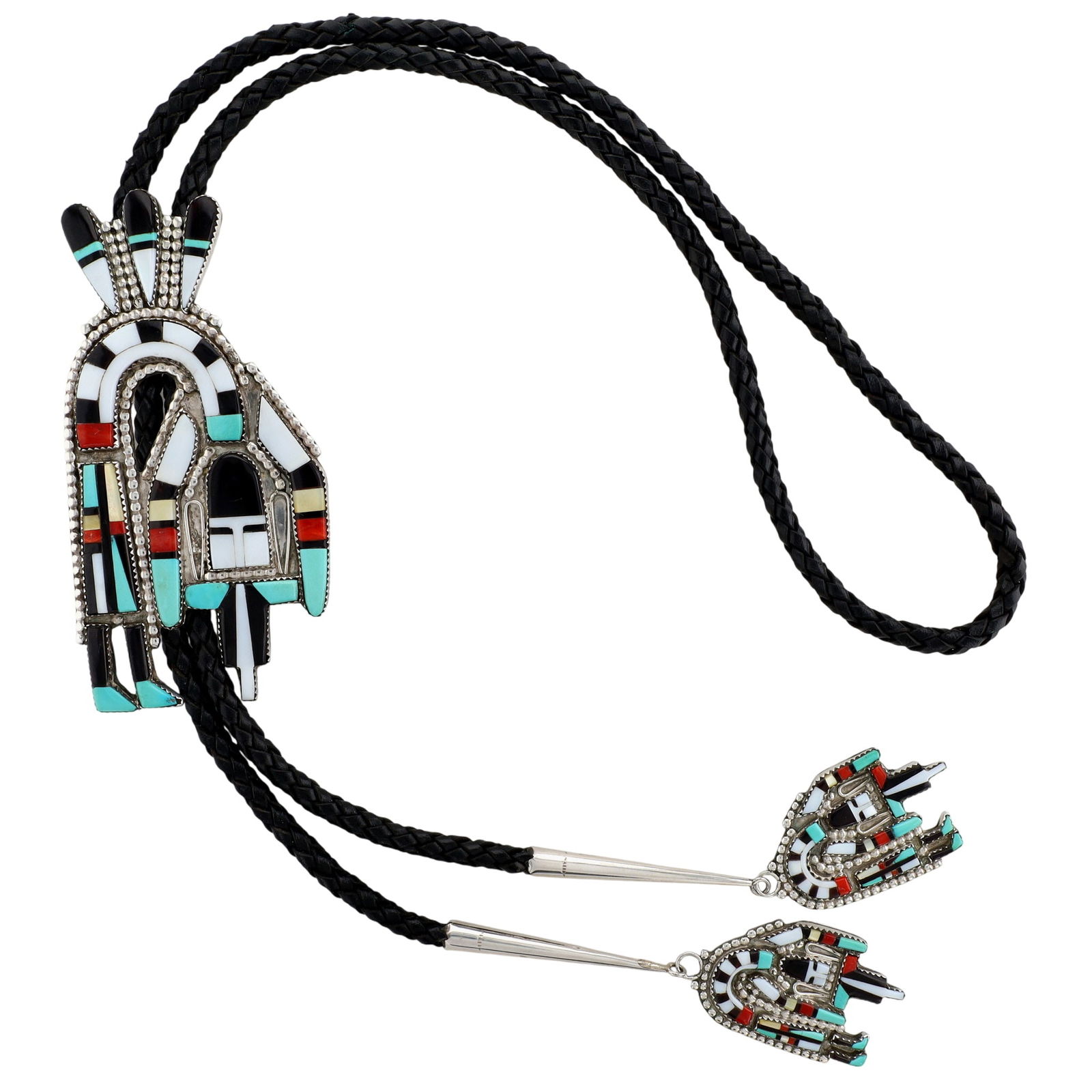 Herbert & Esther Cellicion Zuni Multistone Inlay Rainbow Man Bolo Tie (1 of 6)