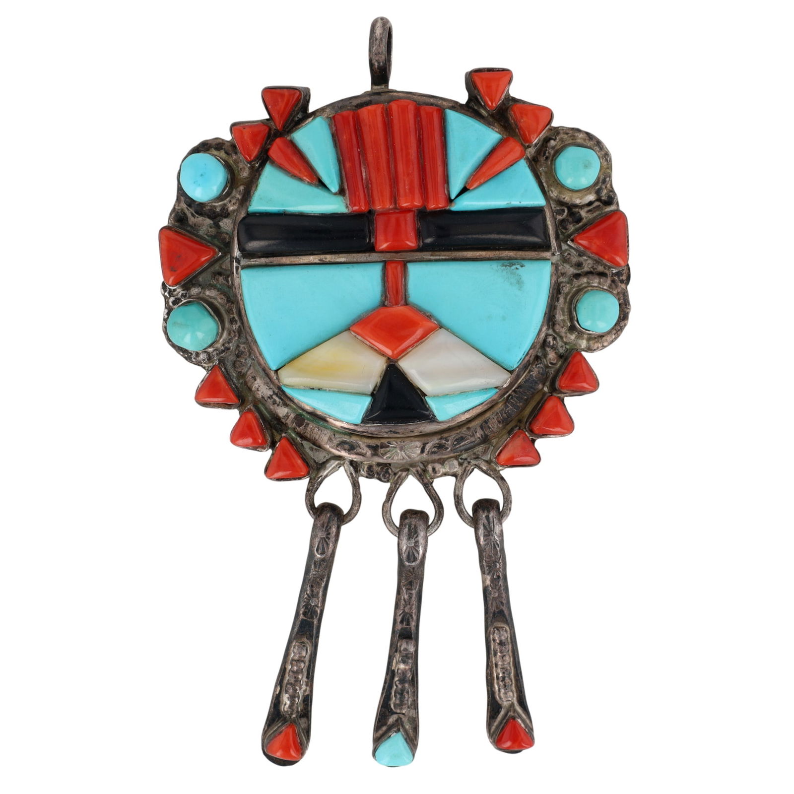 Valentino & Matilda Banteah Zuni Cobblestone Inlay Kachina Pendant (1 of 4)