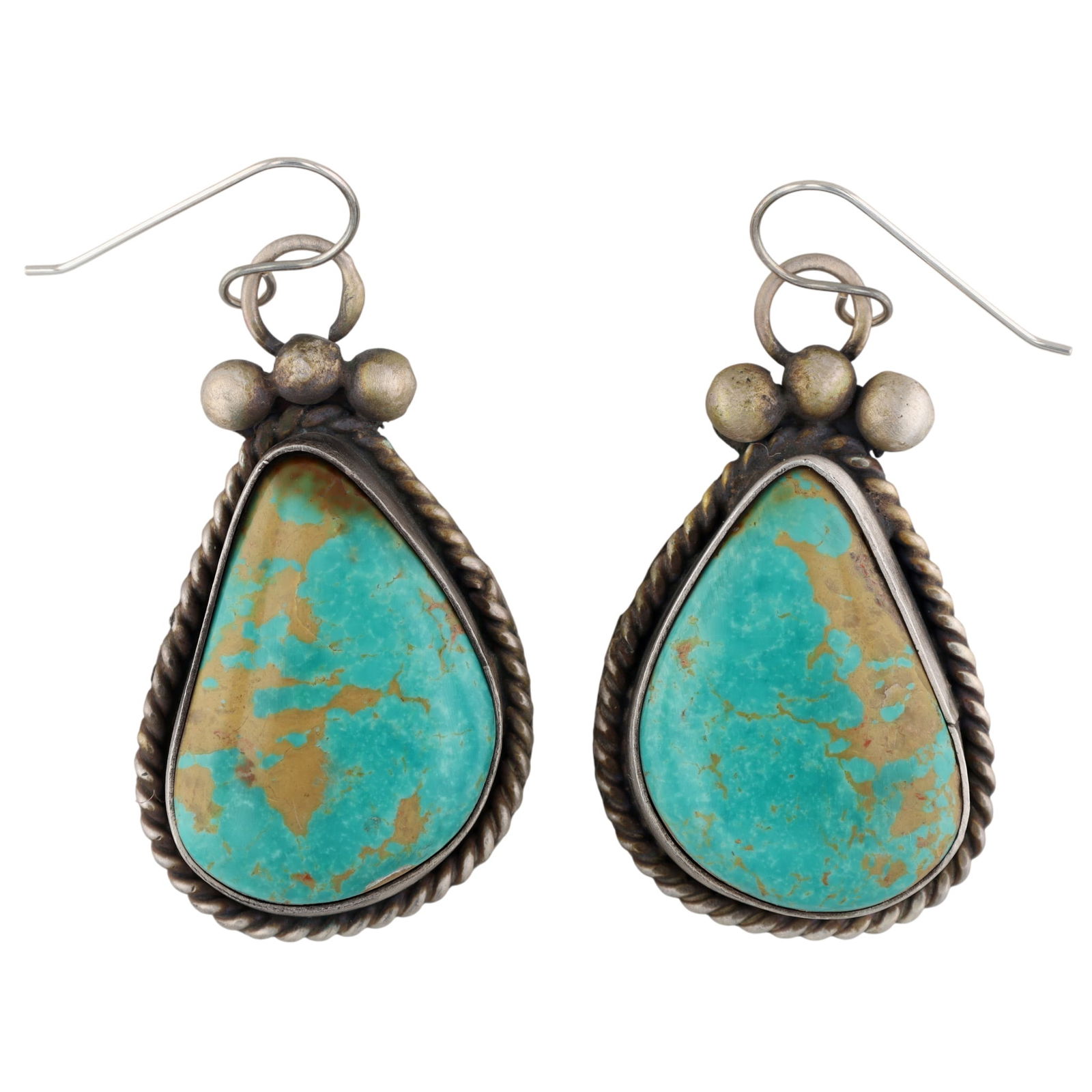 Signed Navajo Large Turquoise Dangle Earrings (1 of 4)