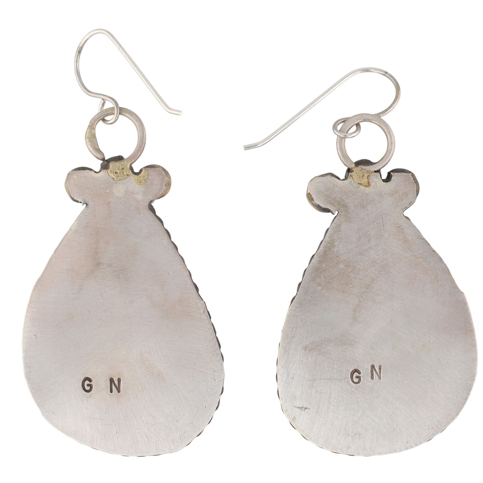 Signed Navajo Large Turquoise Dangle Earrings - 2