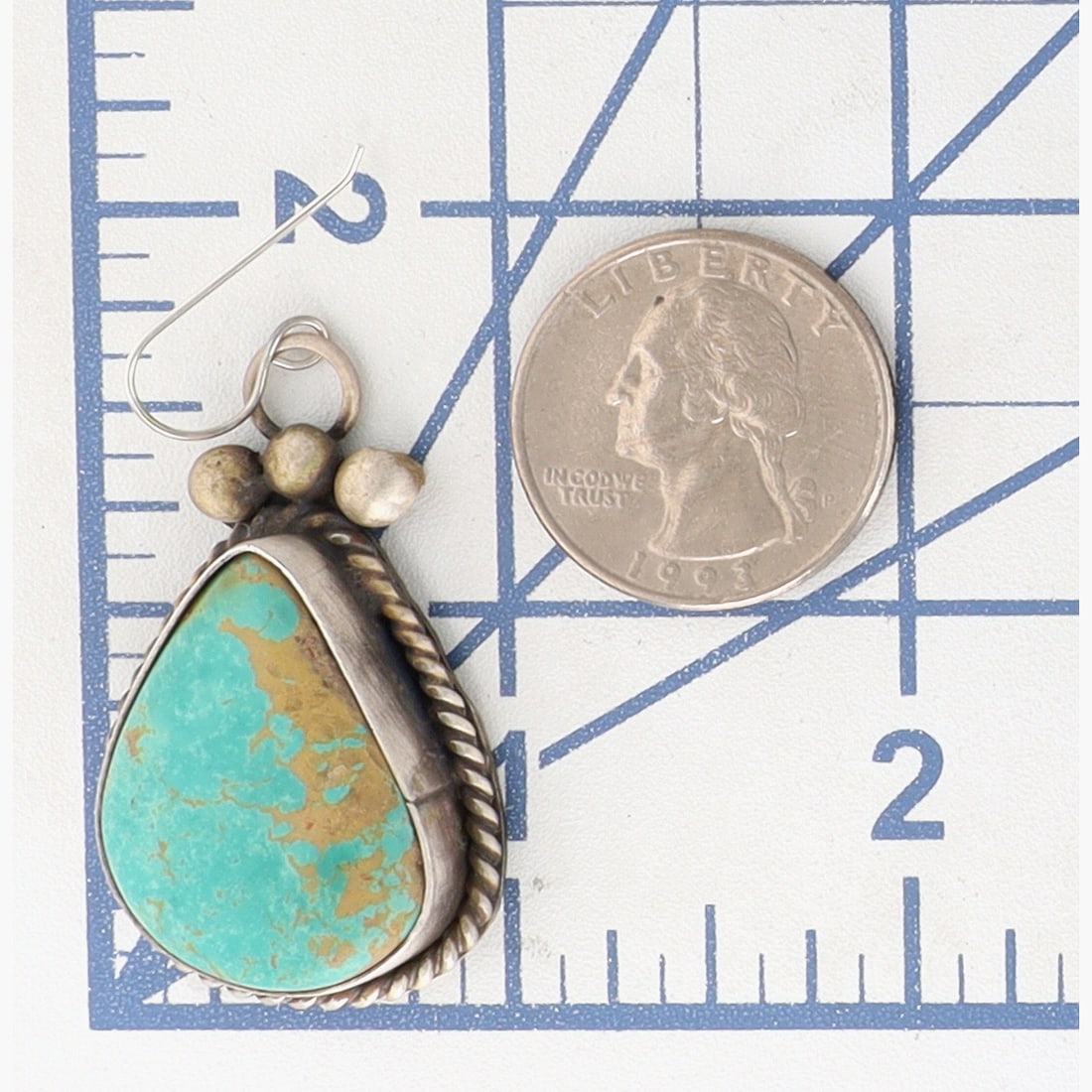 Signed Navajo Large Turquoise Dangle Earrings - 4