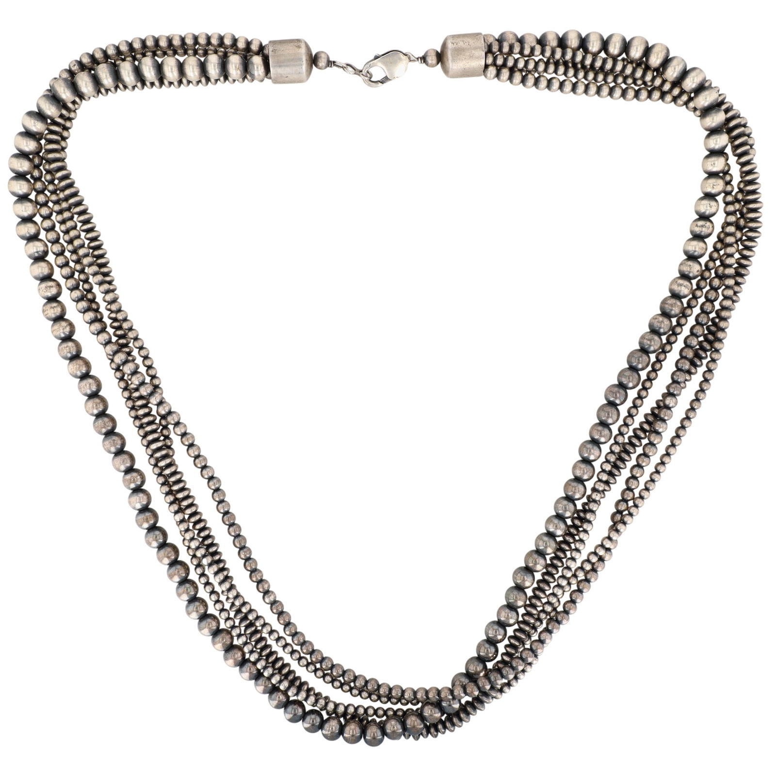 Sterling Oxidized Bead Multistrand Necklace - 3