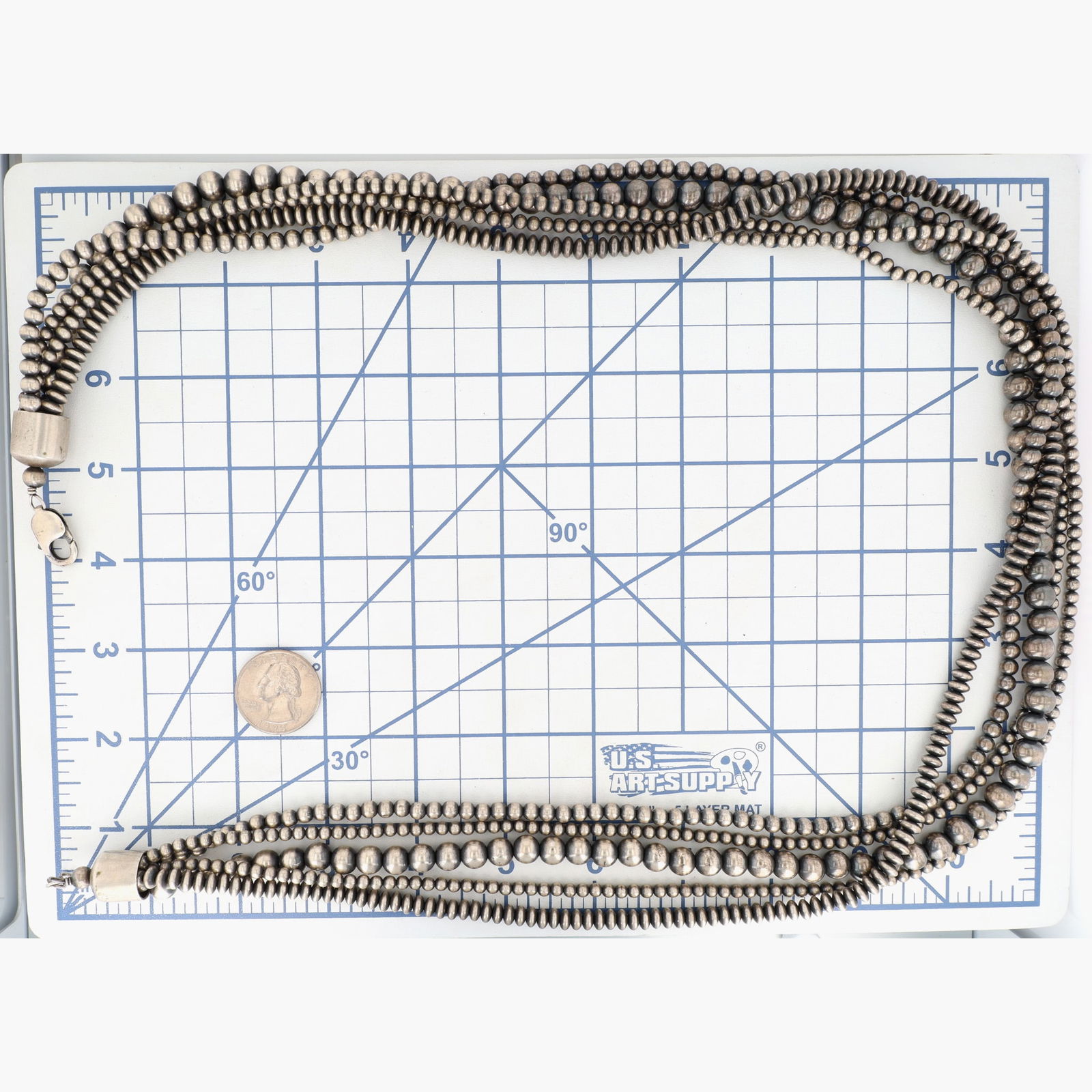 Sterling Oxidized Bead Multistrand Necklace - 6