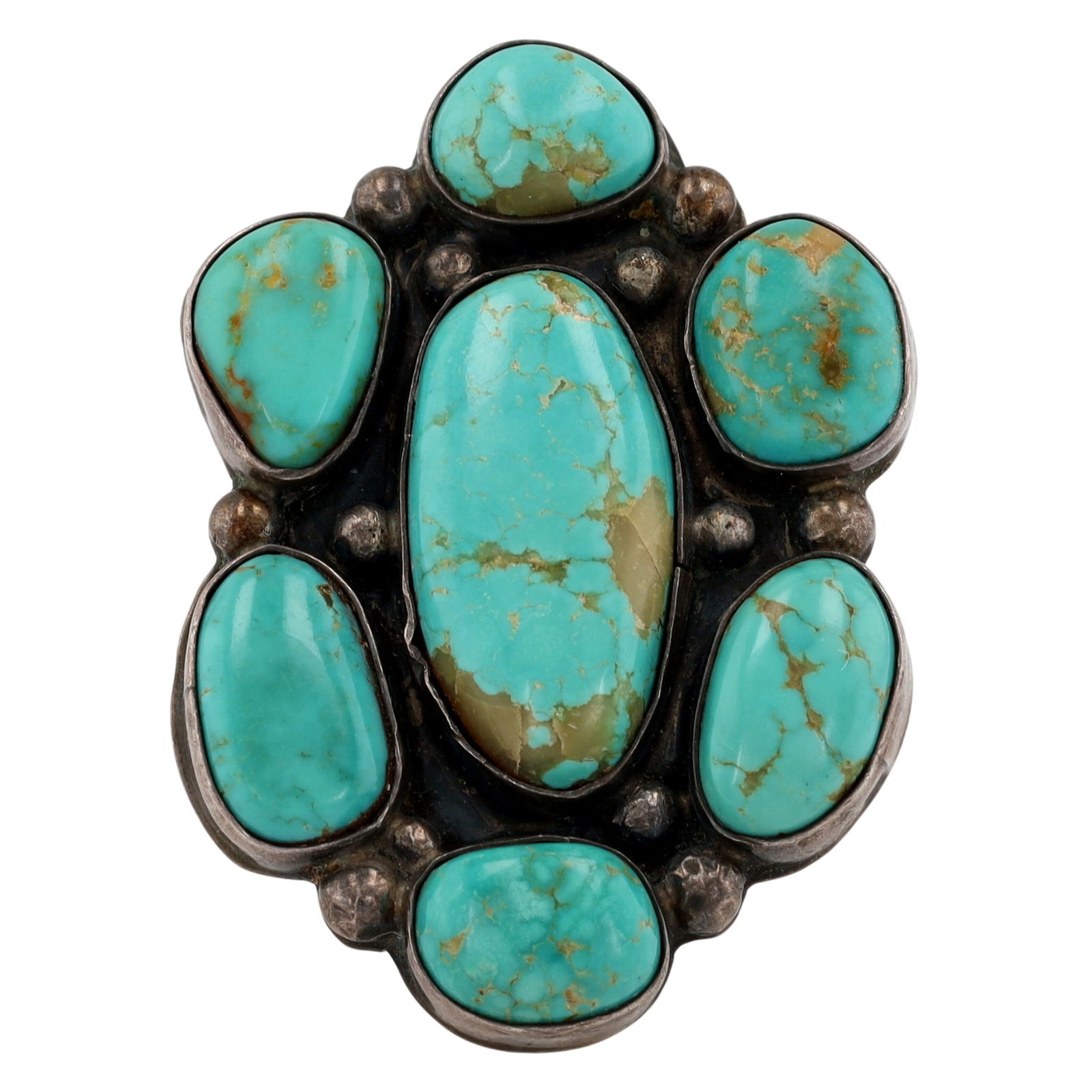 Lee Bennett Navajo Turquoise Cluster Adjustable Ring (1 of 7)